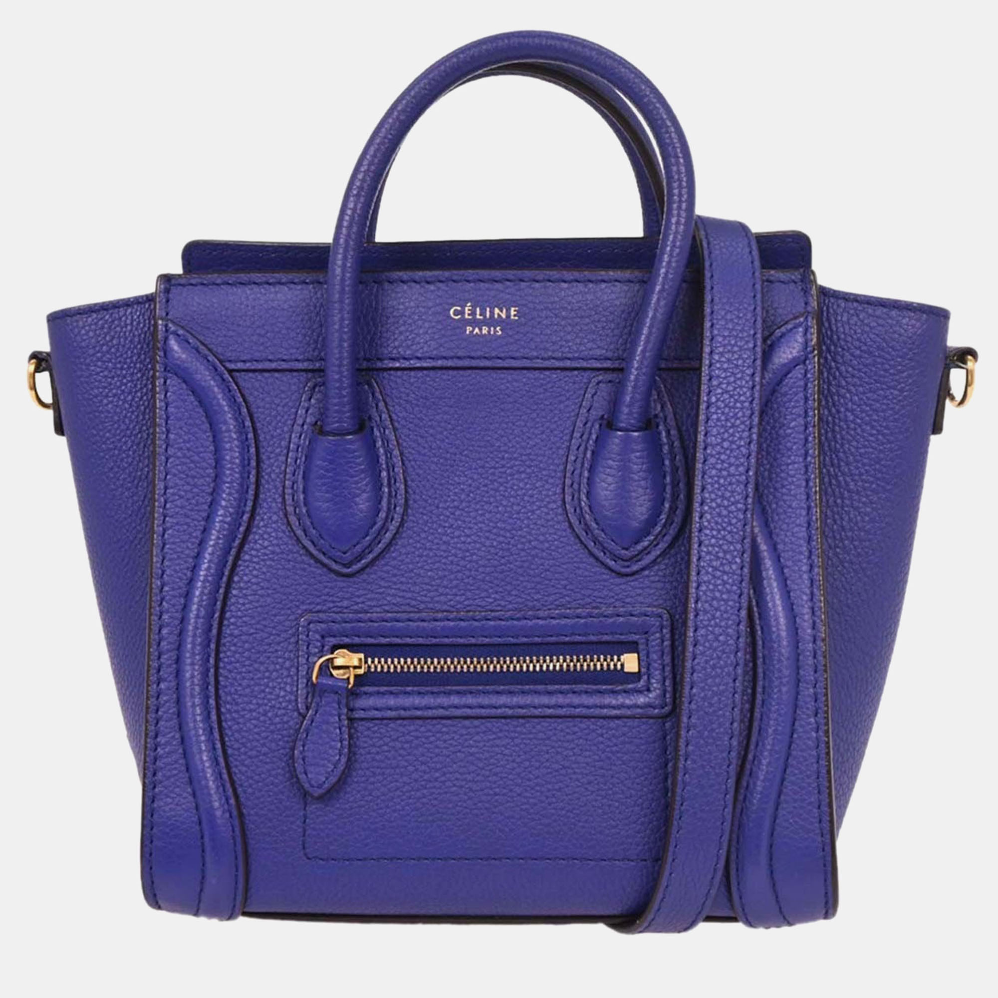 

Celine Blue Leather Nano Luggage Tote Bag