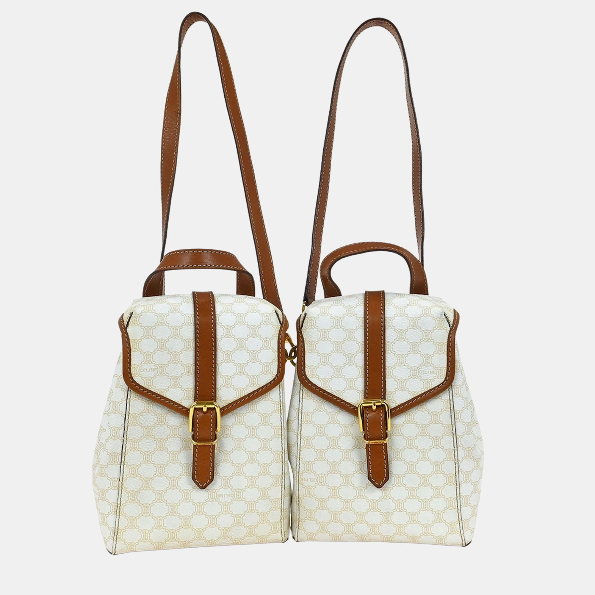 

Celine White Brown Macadam Twin Backpack