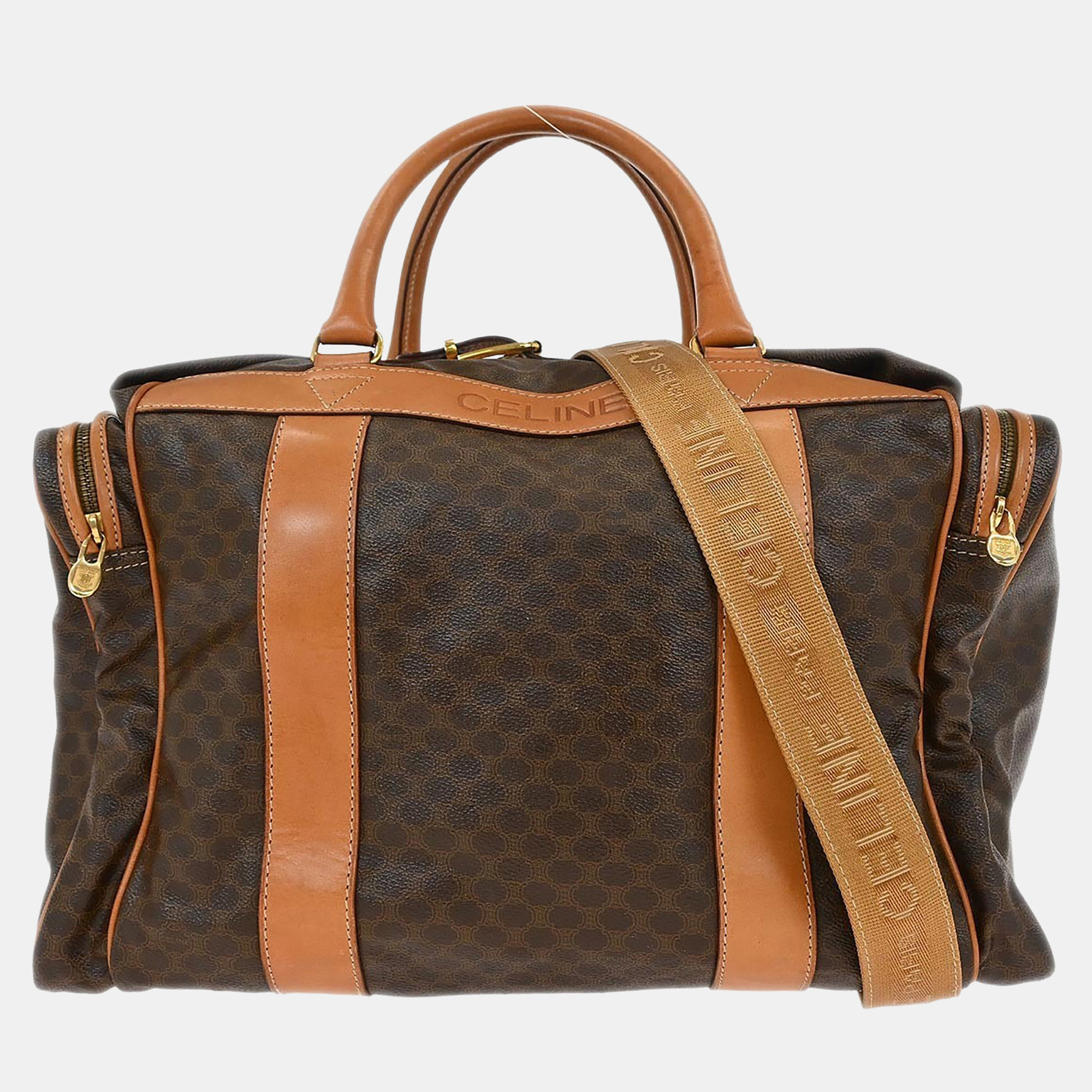 

Celine Brown Coated Canvas Macadam Duffle Handbag