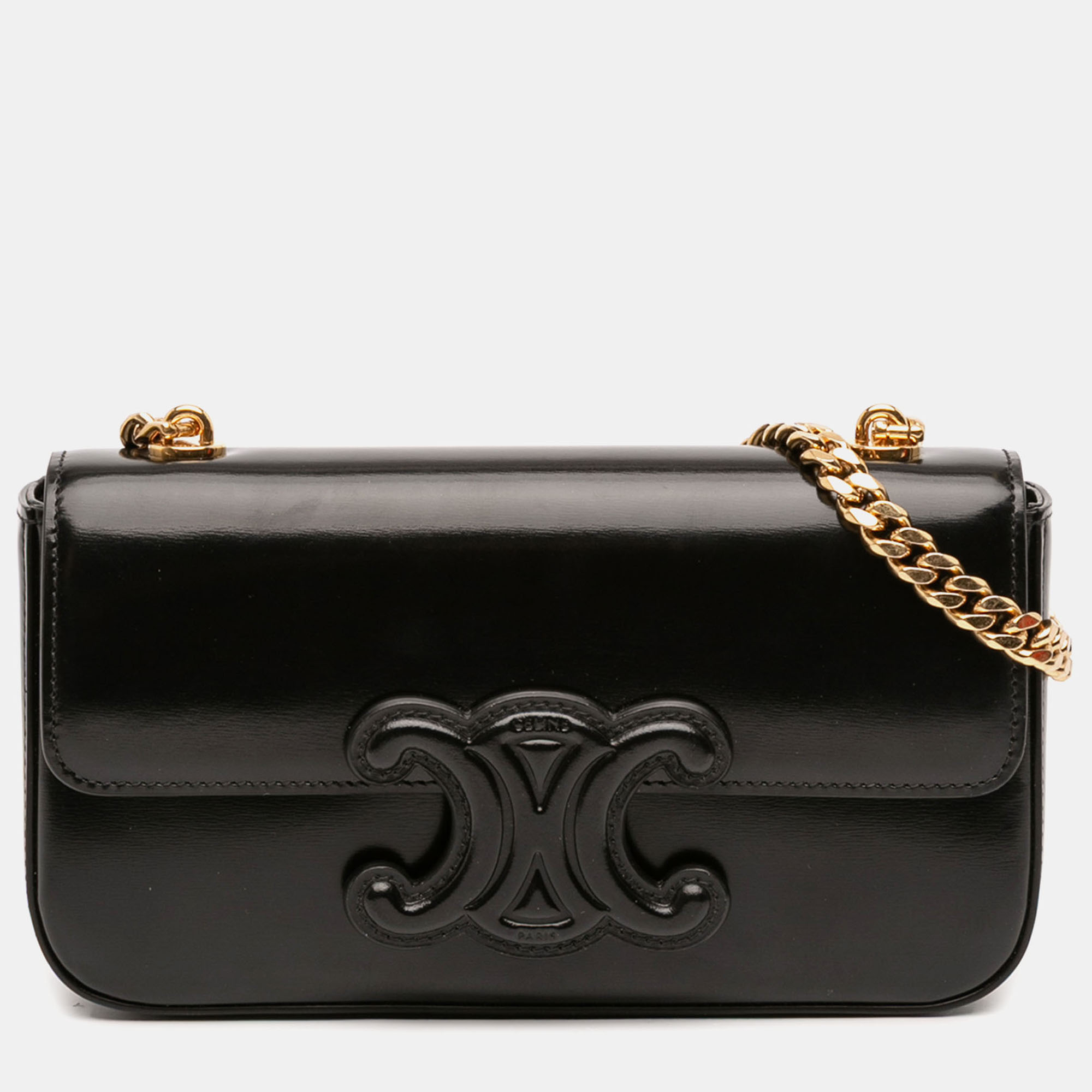 

Celine Black Smooth Calfskin Cuir Triomphe Chain Shoulder Bag