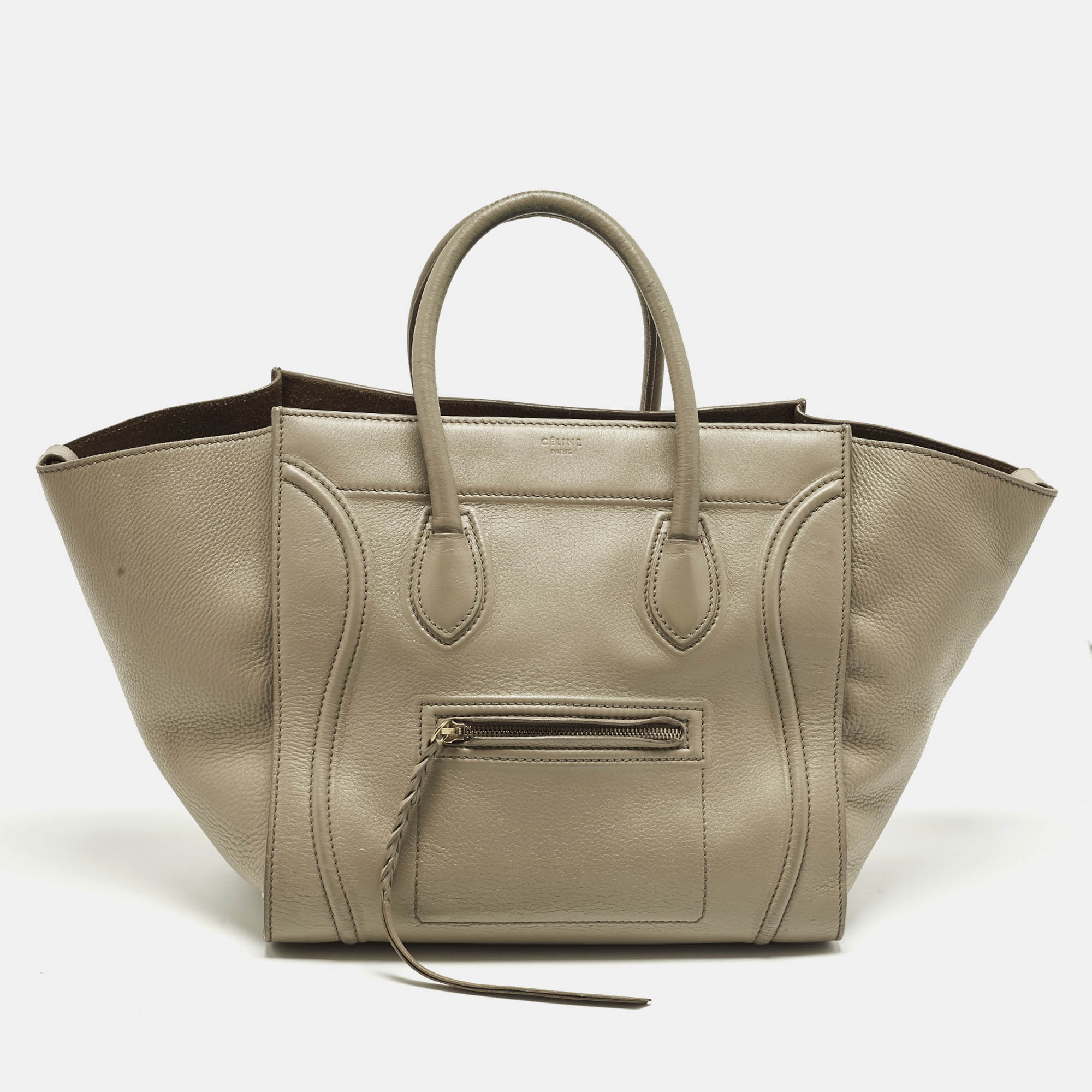 

Celine Phantom Luggage Medium Leather Tote, Beige