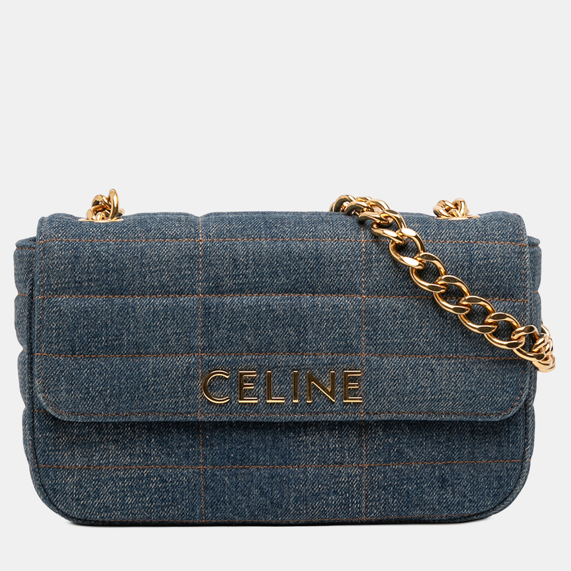 

Celine Blue Matelasse Denim Monochrome Chain Shoulder Bag