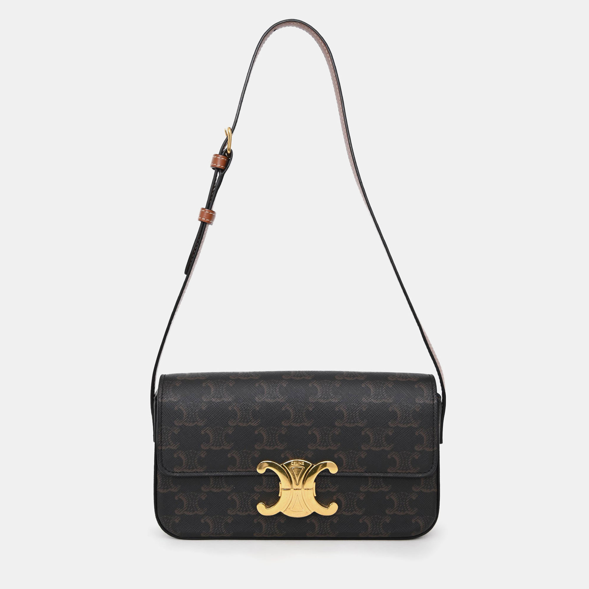 

Celine 2021 Brown Canvas/Leather Triomphe Claude Shoulder Bag