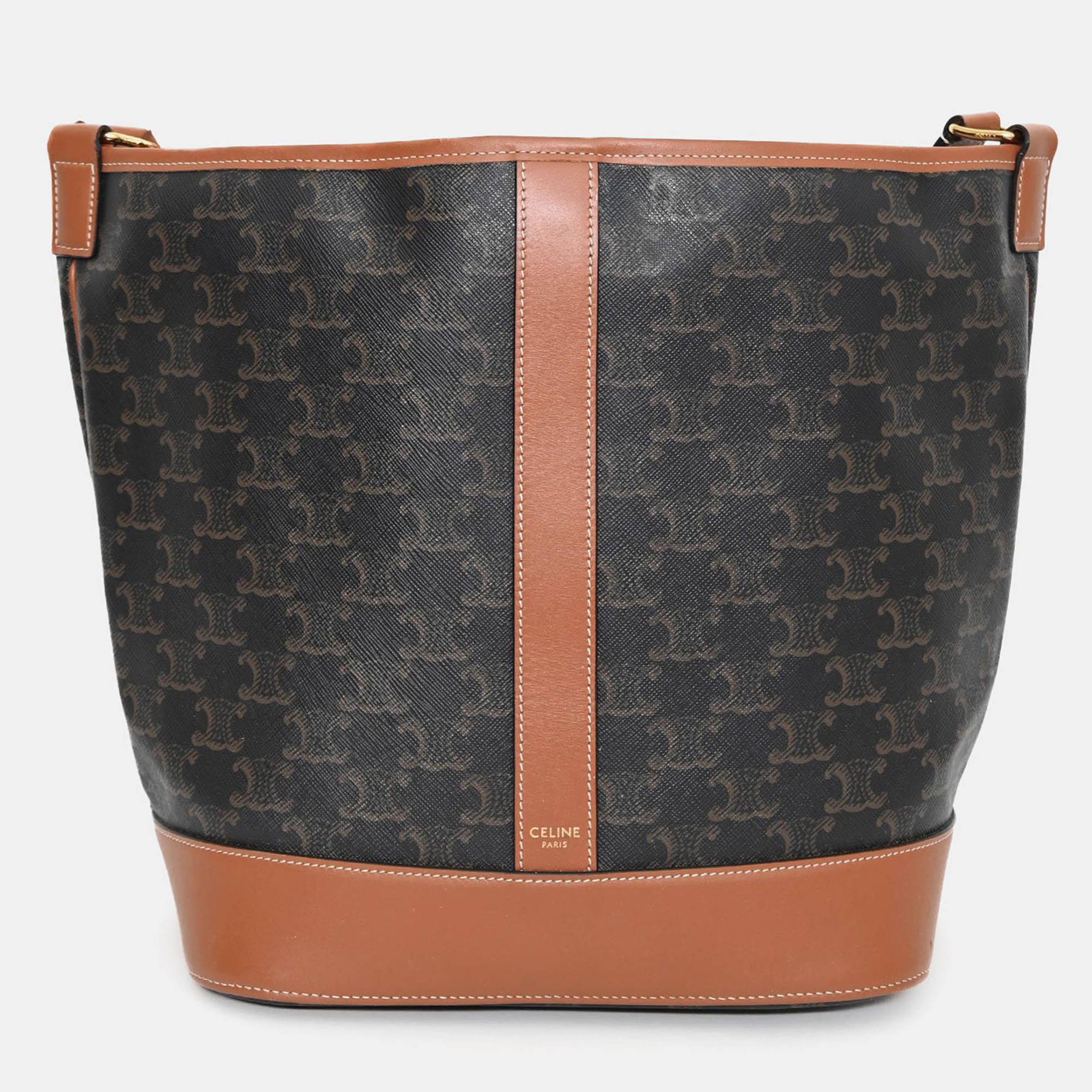 

Celine Brown Canvas/Leather Triomphe Medium Bucket Bag