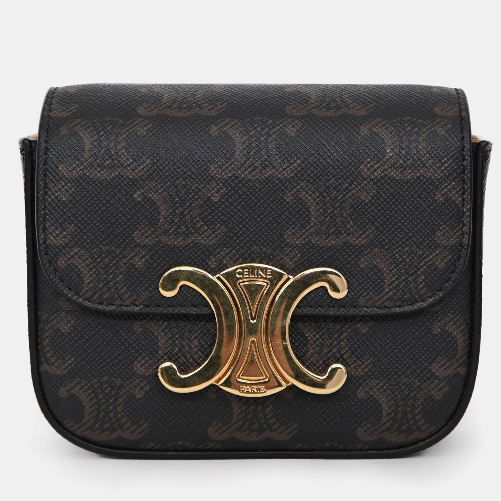

Celine 2021 Brown Canvas/Leather Triomphe Mini Claude Crossbody