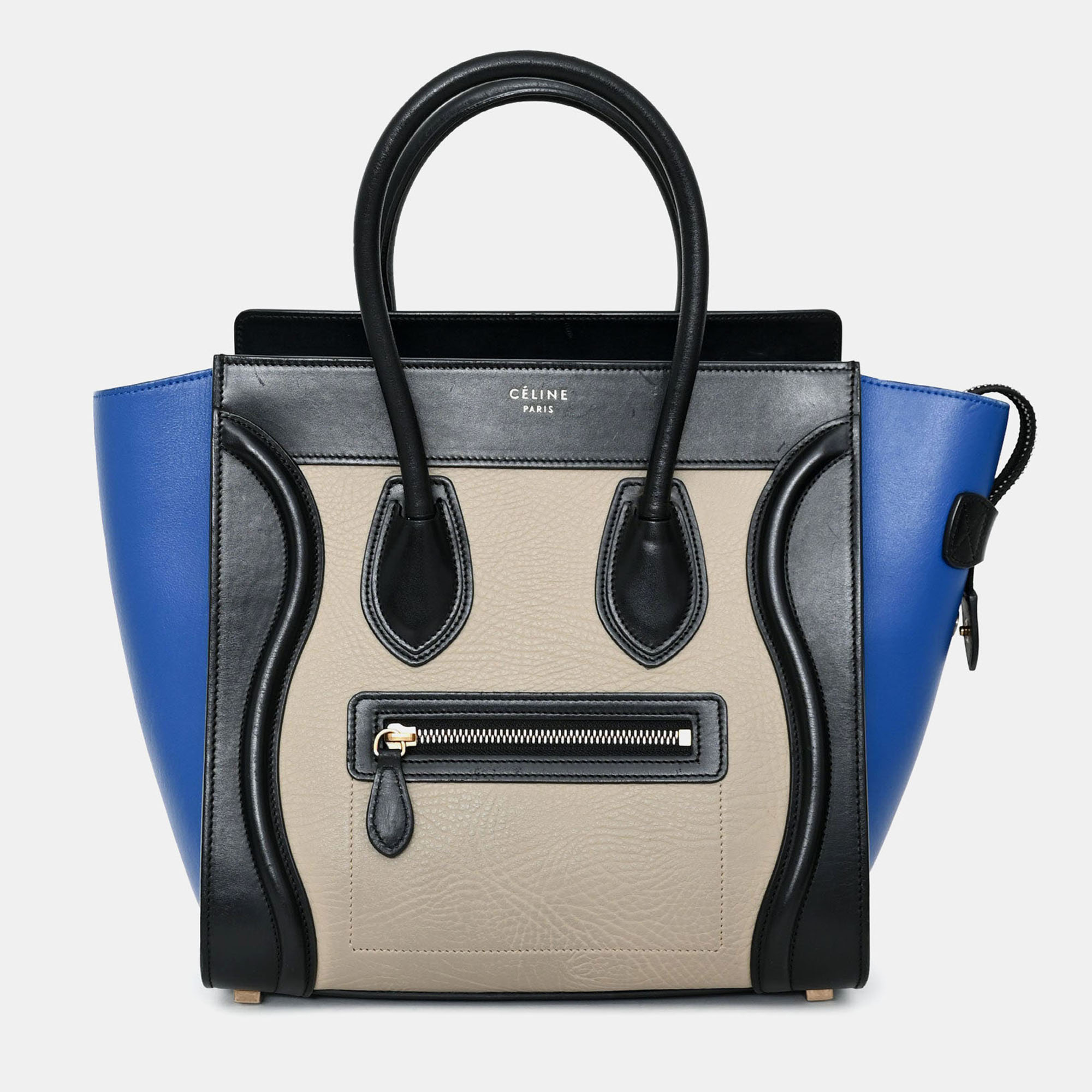 

Celine Black/Blue/Taupe Leather Micro Luggage Bag, Multicolor