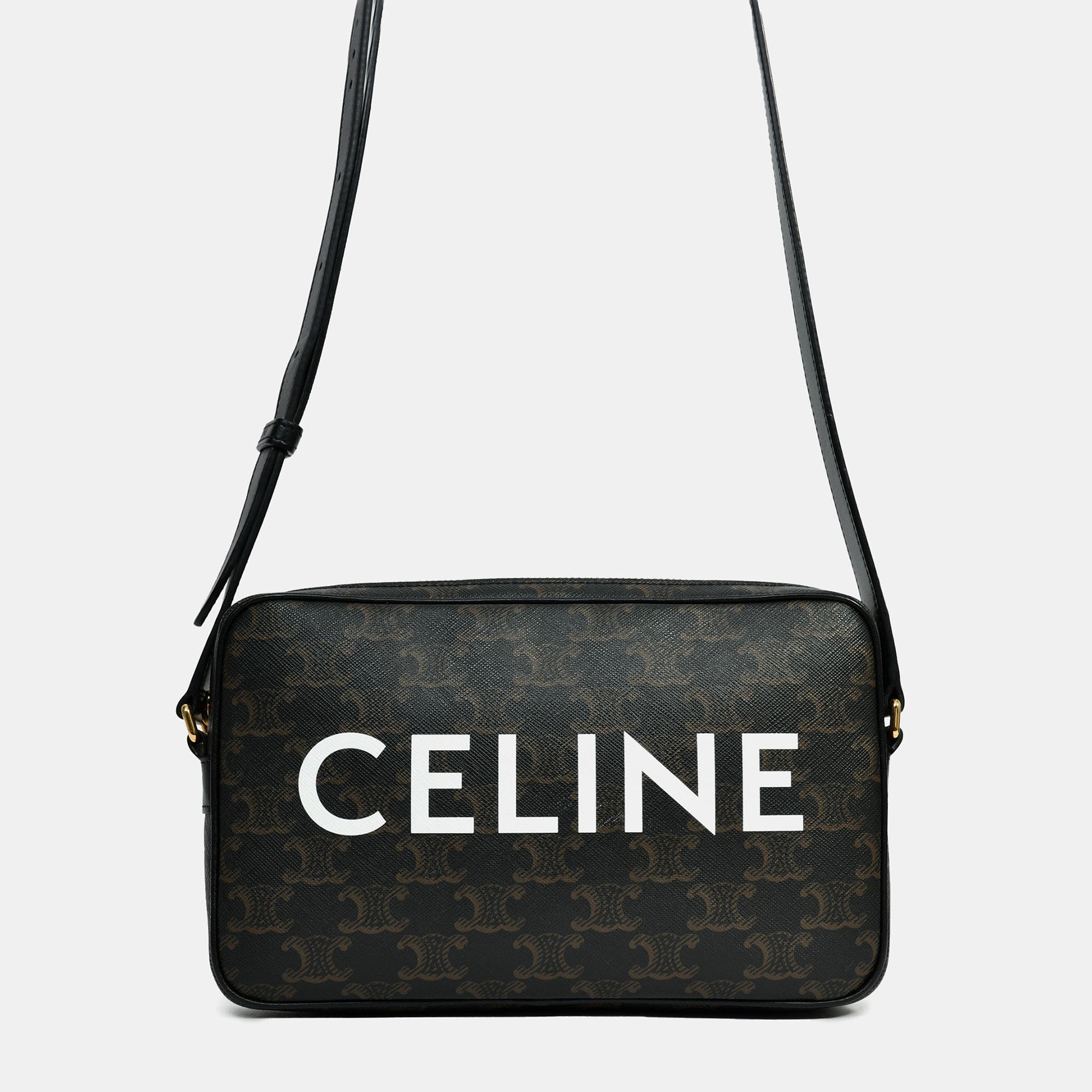 

Celine Triomphe Canvas Pouch Crossbody, Black