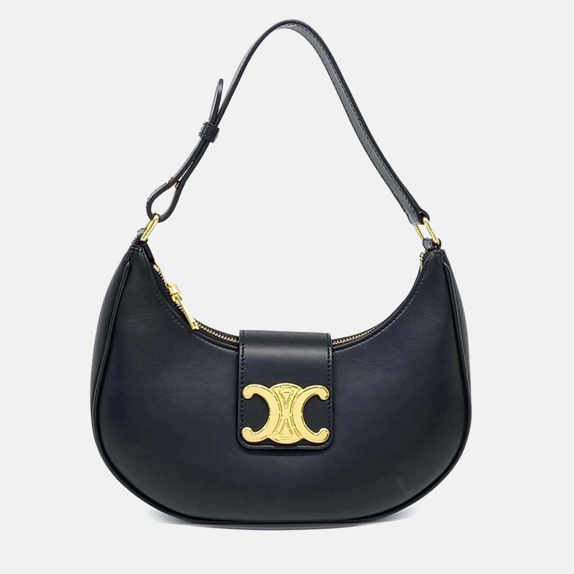 

Celine Black Leather Ava Triumph Bag Medium