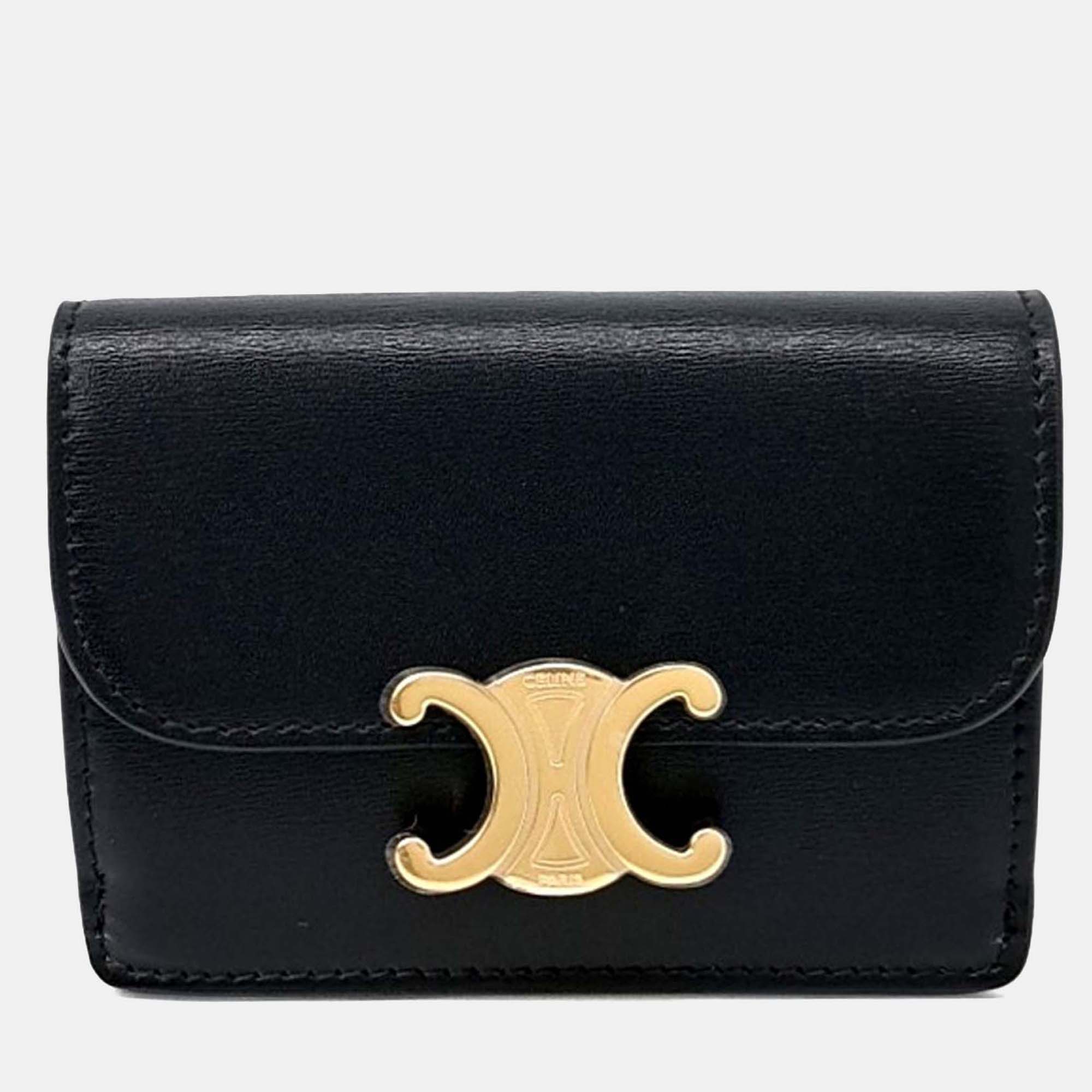 

Celine Black Leather Triumph Card Holder
