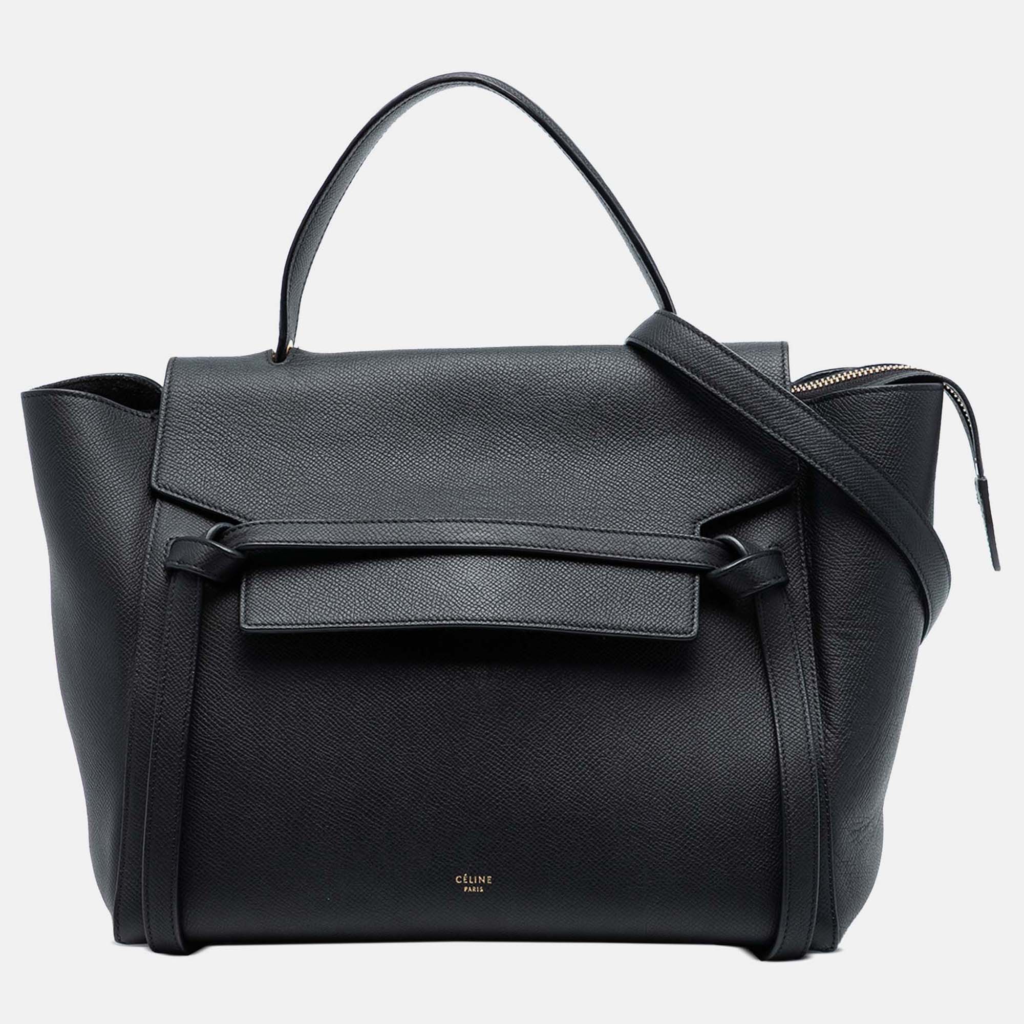 

Celine Black Mini Grained Calfskin Belt Satchel