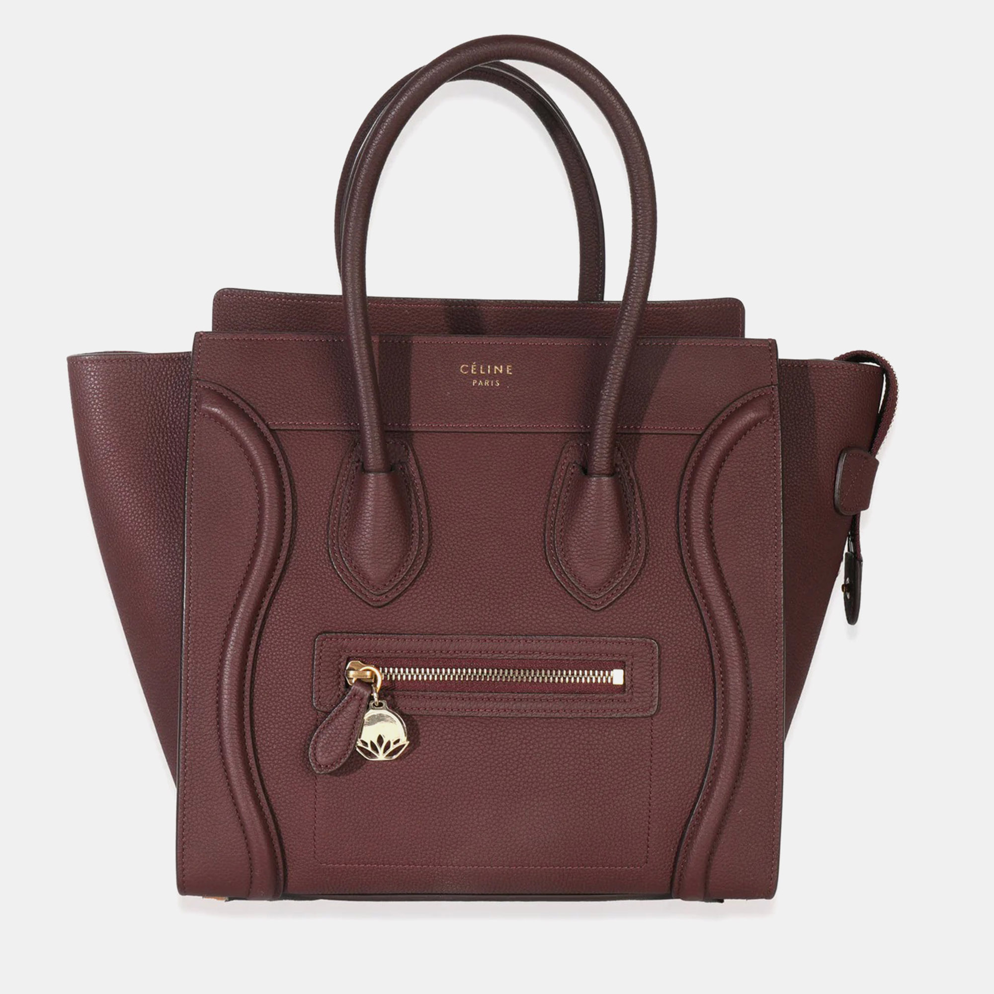 

Celine Burgundy Drummed Calfskin Micro Luggage Tote