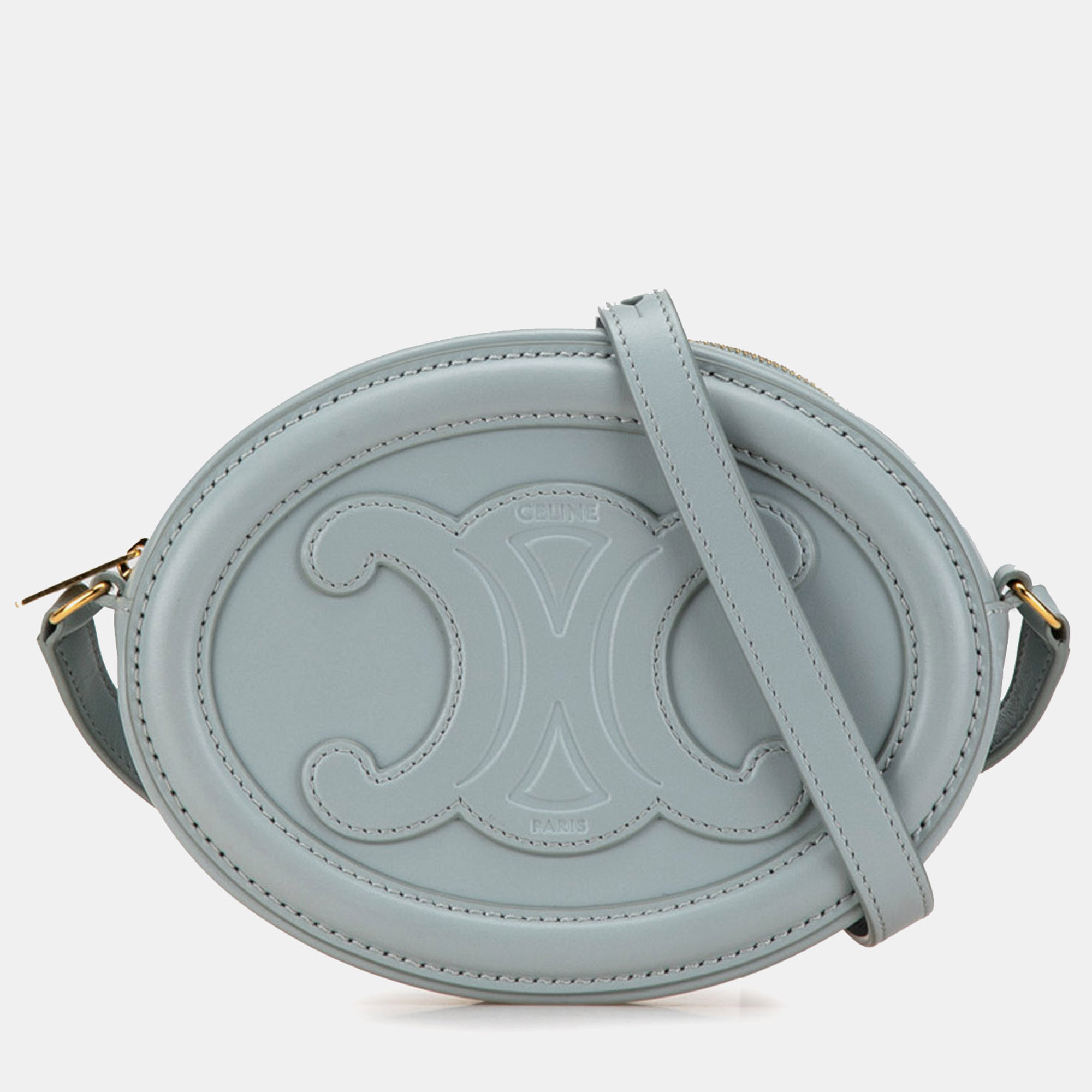 

Celine Blue Small Calfskin Cuir Triomphe Oval Crossbody
