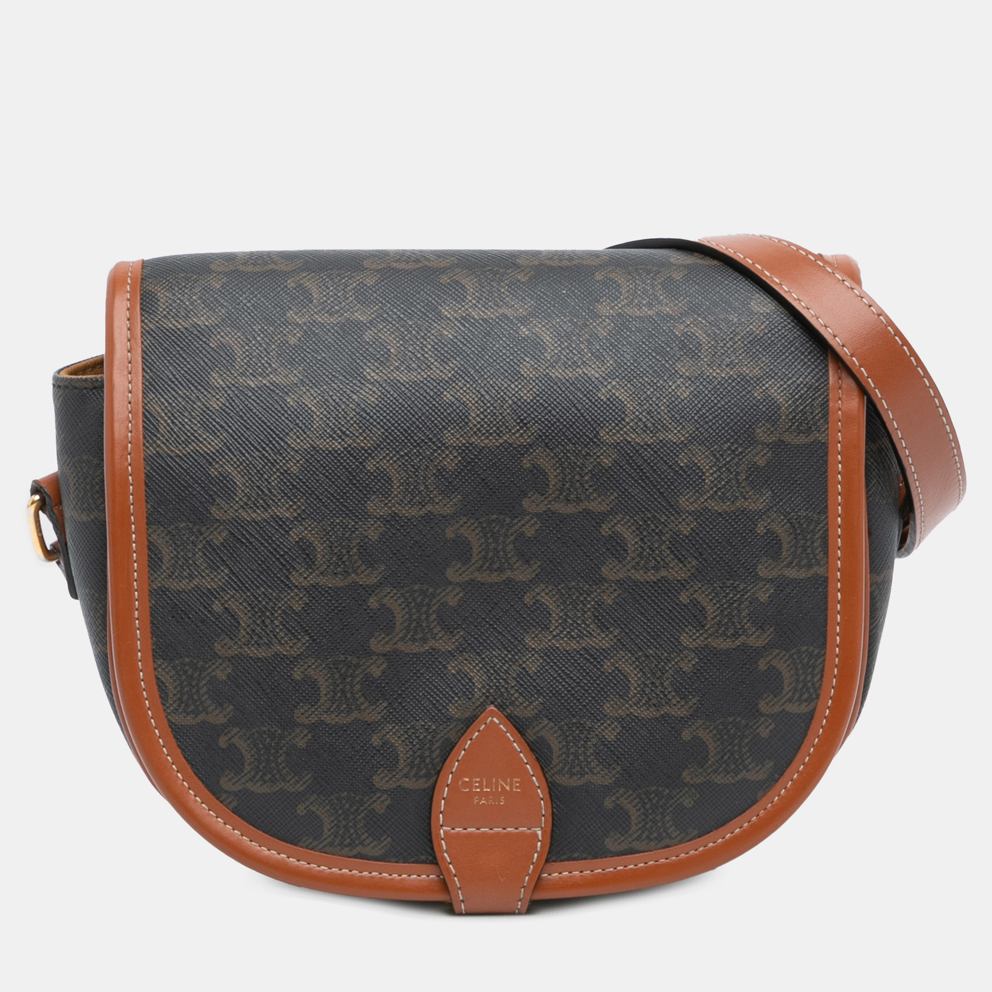 

Celine Brown Medium Triomphe Coated Canvas Folco Crossbody