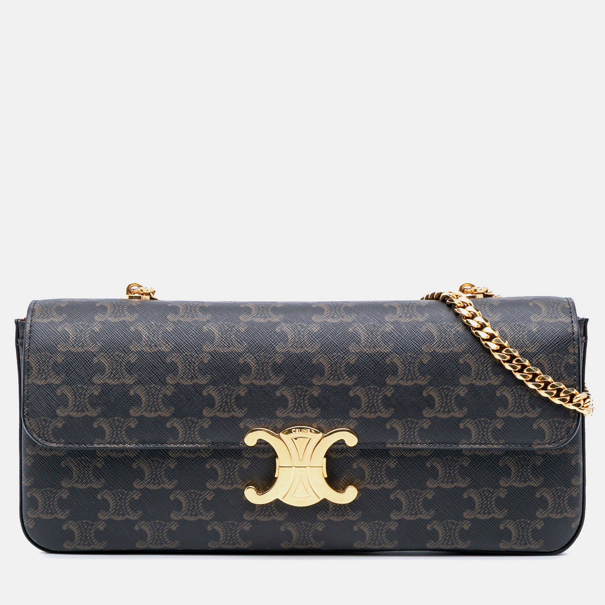 

Celine Brown Triomphe Coated Canvas Triomphe Chain Shoulder Bag