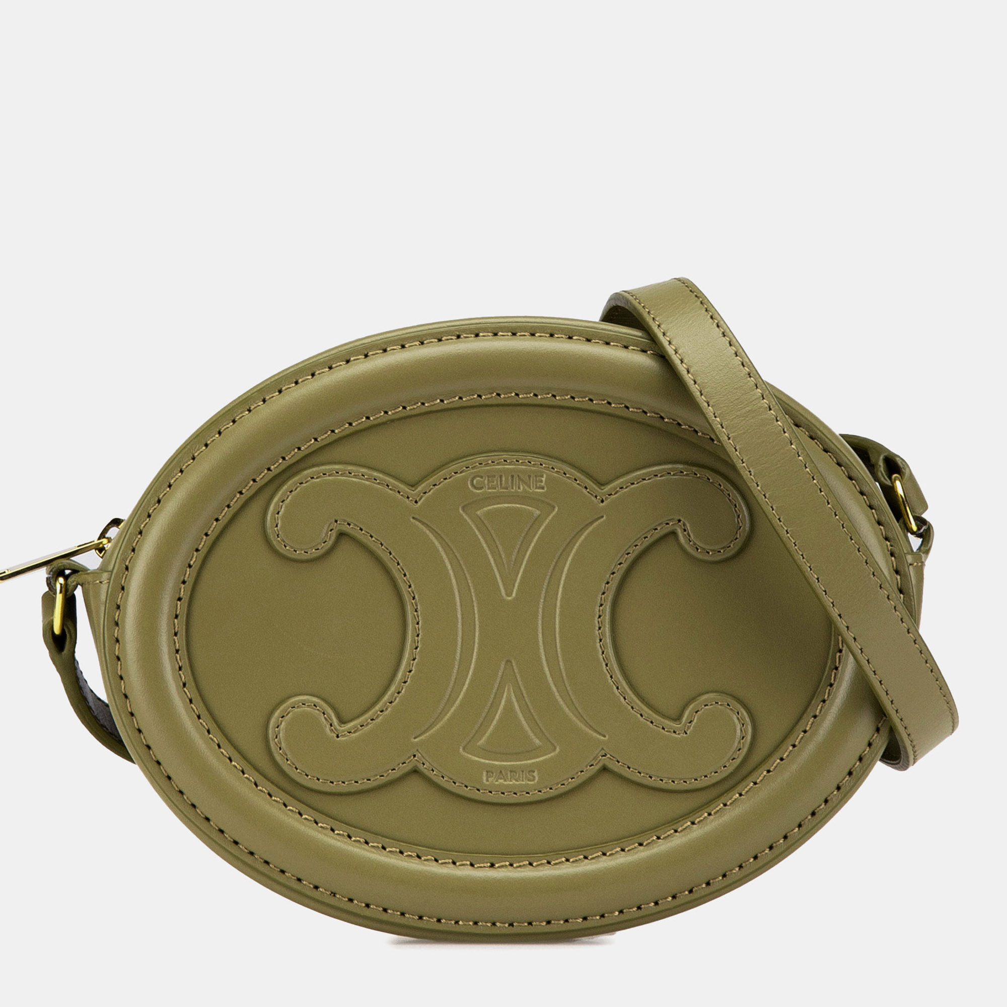 

Celine Green Small Calfskin Cuir Triomphe Oval Crossbody