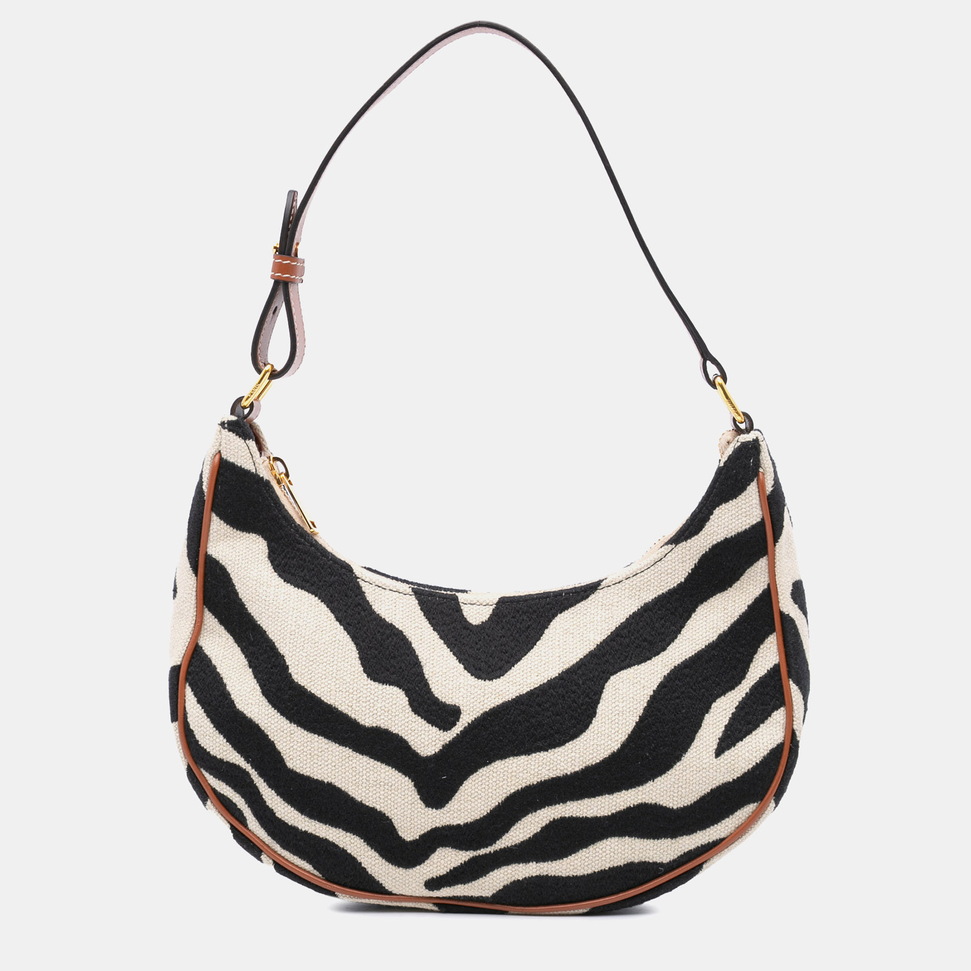 

Celine Beige Black Zebra Print Canvas Ava Shoulder Bag