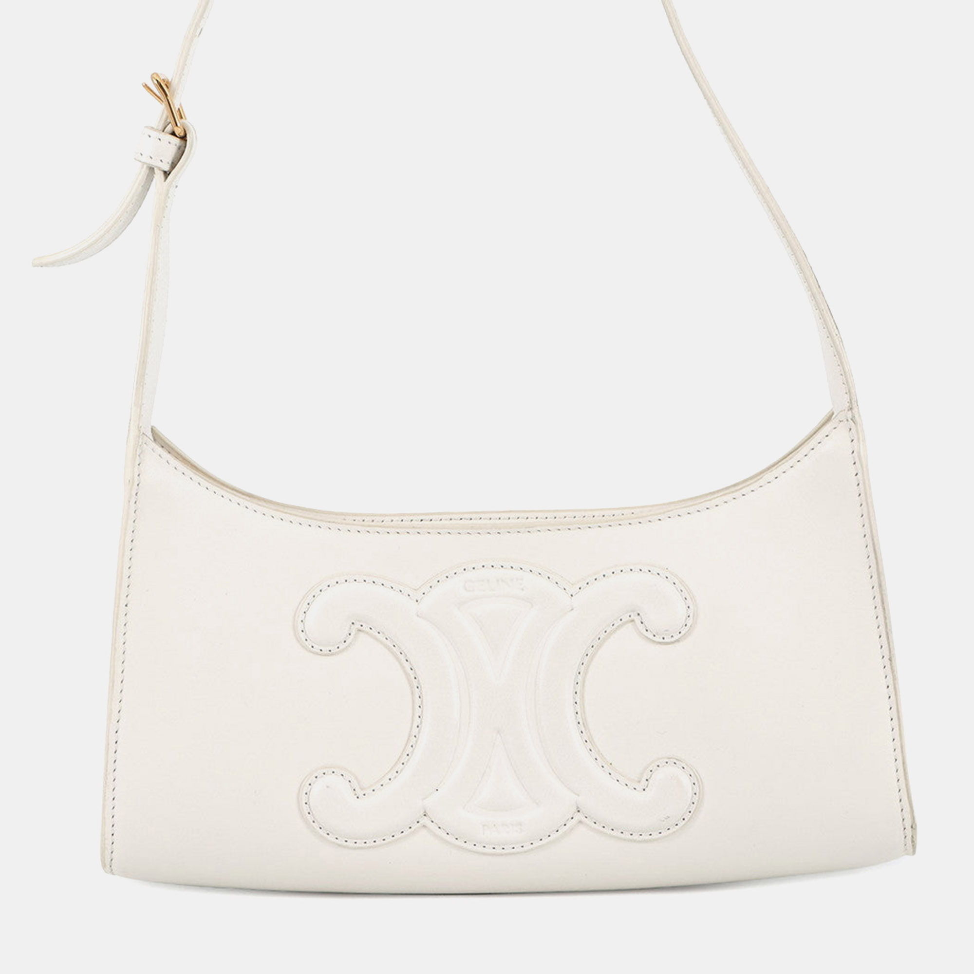 

Celine Cuir Triomphe Shoulder Bag White Leather