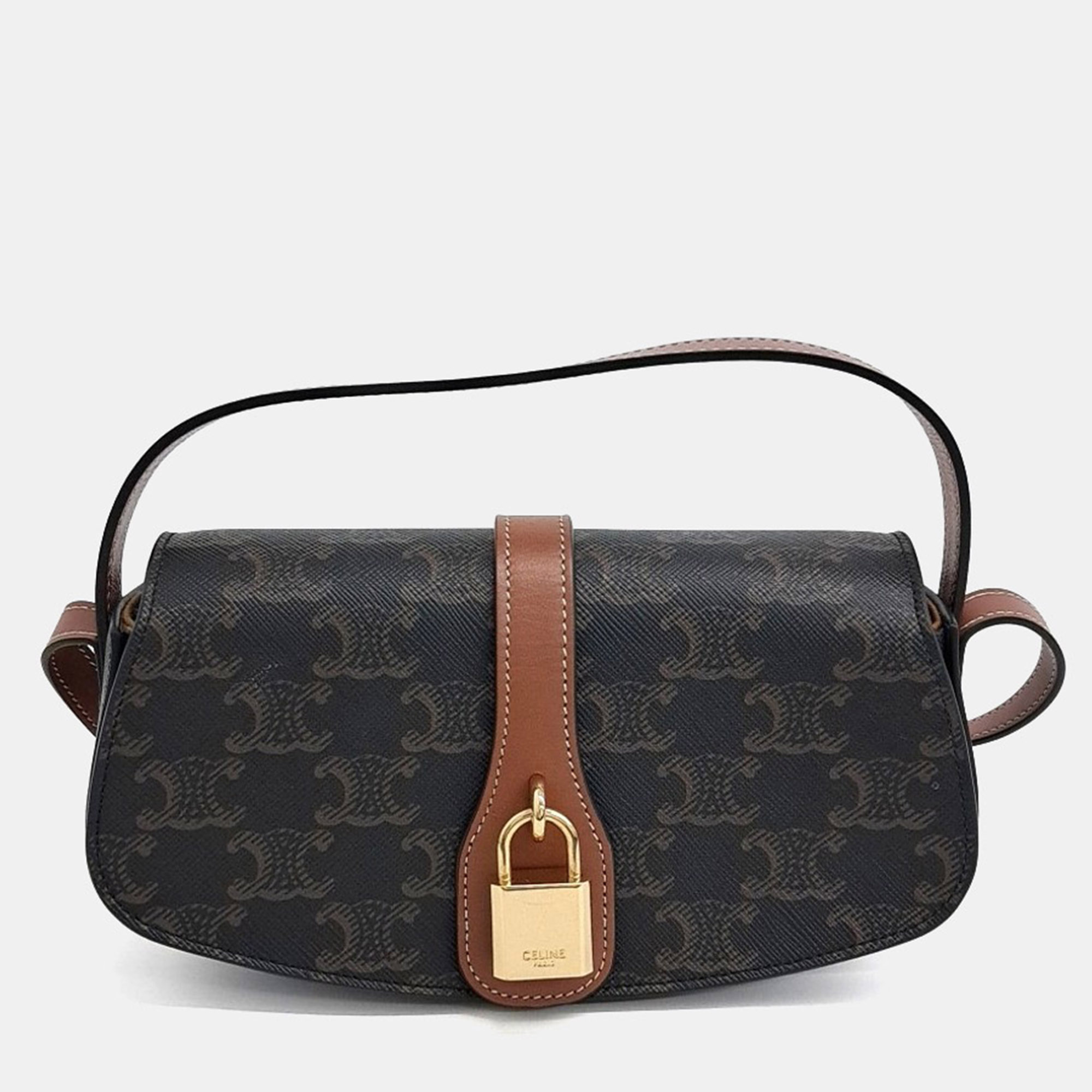 

Celine Brown Canvas Taboo Clutch on Strap