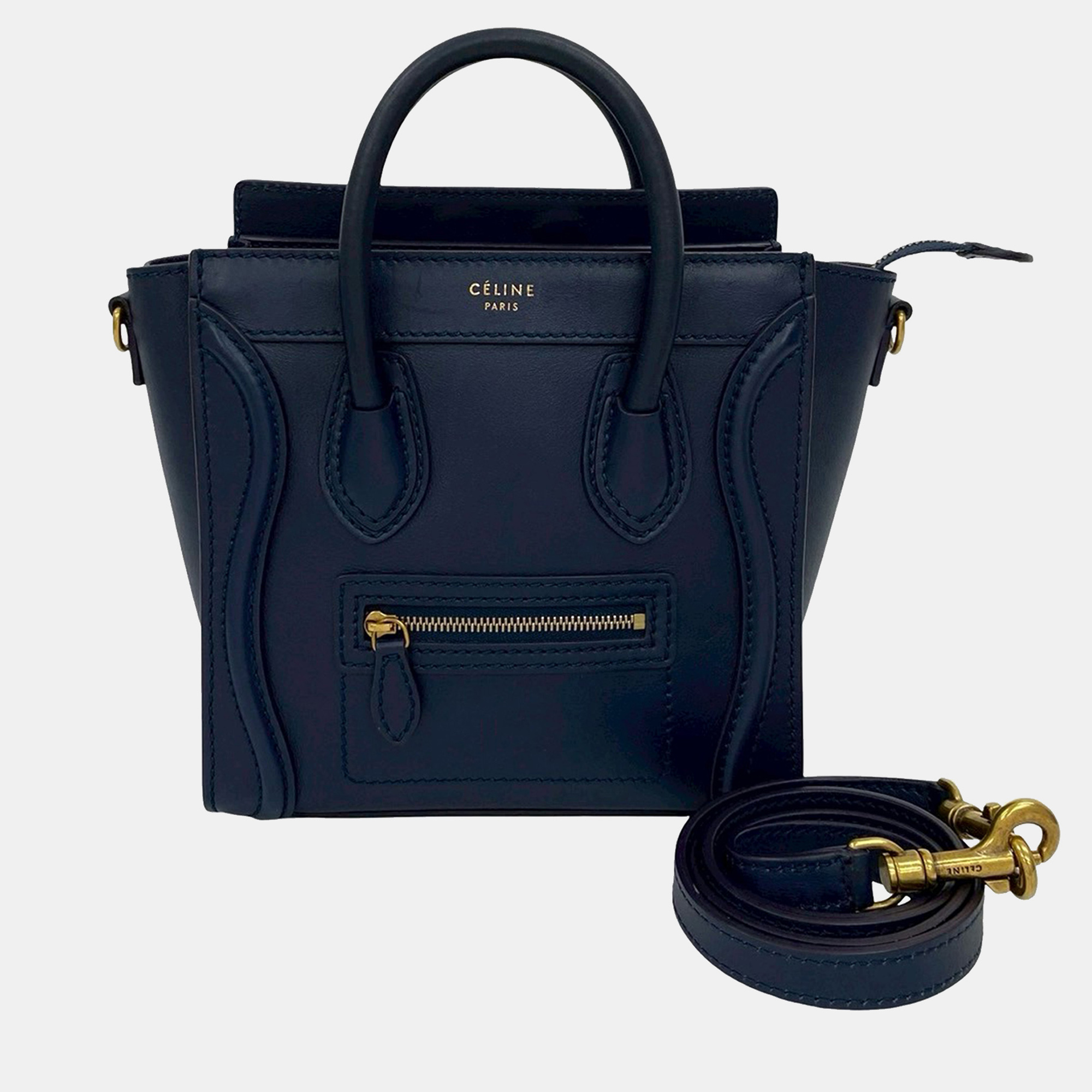 

Celine Blue Nano Leather Luggage Tote