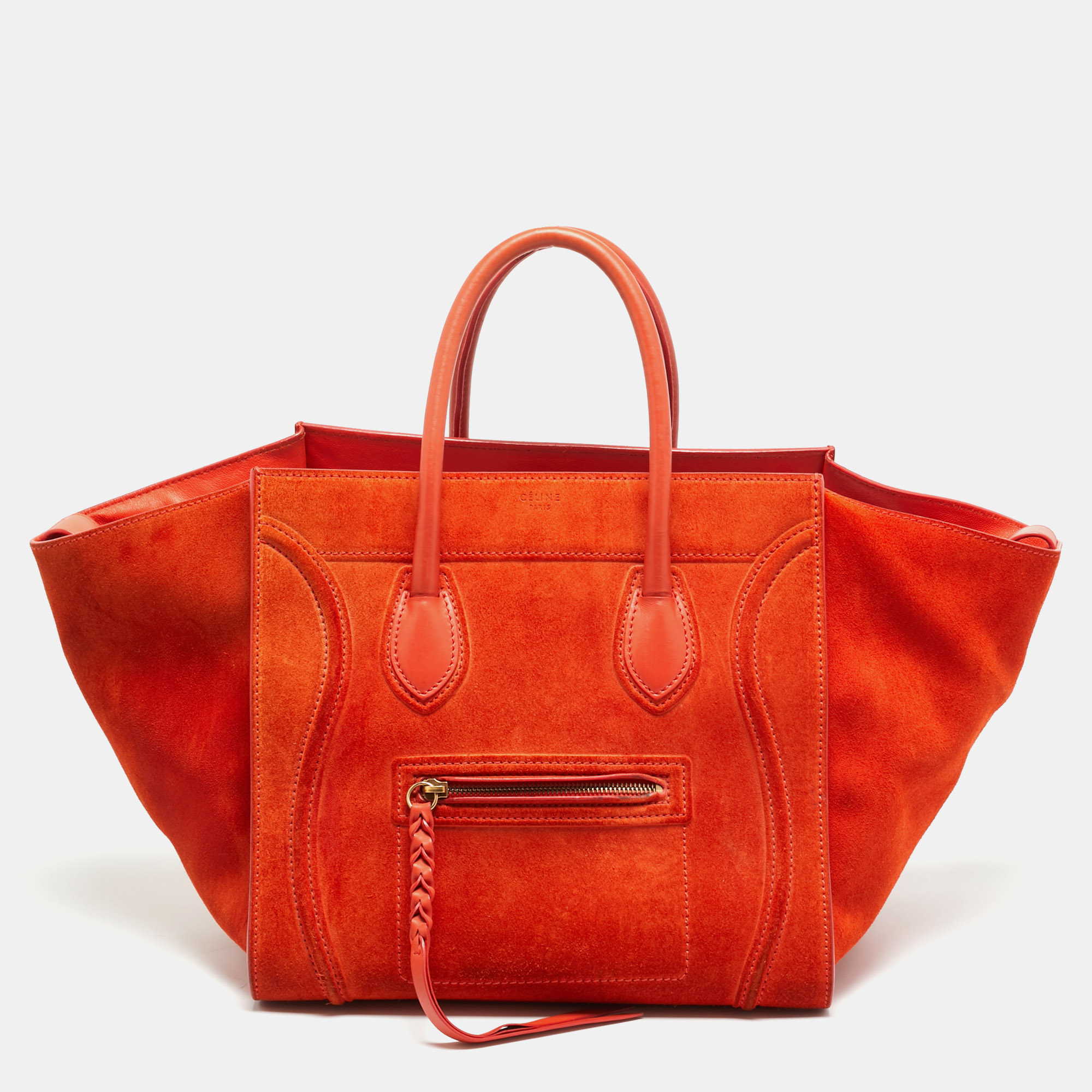 

Celine Phantom Luggage  Orange Suede Tote