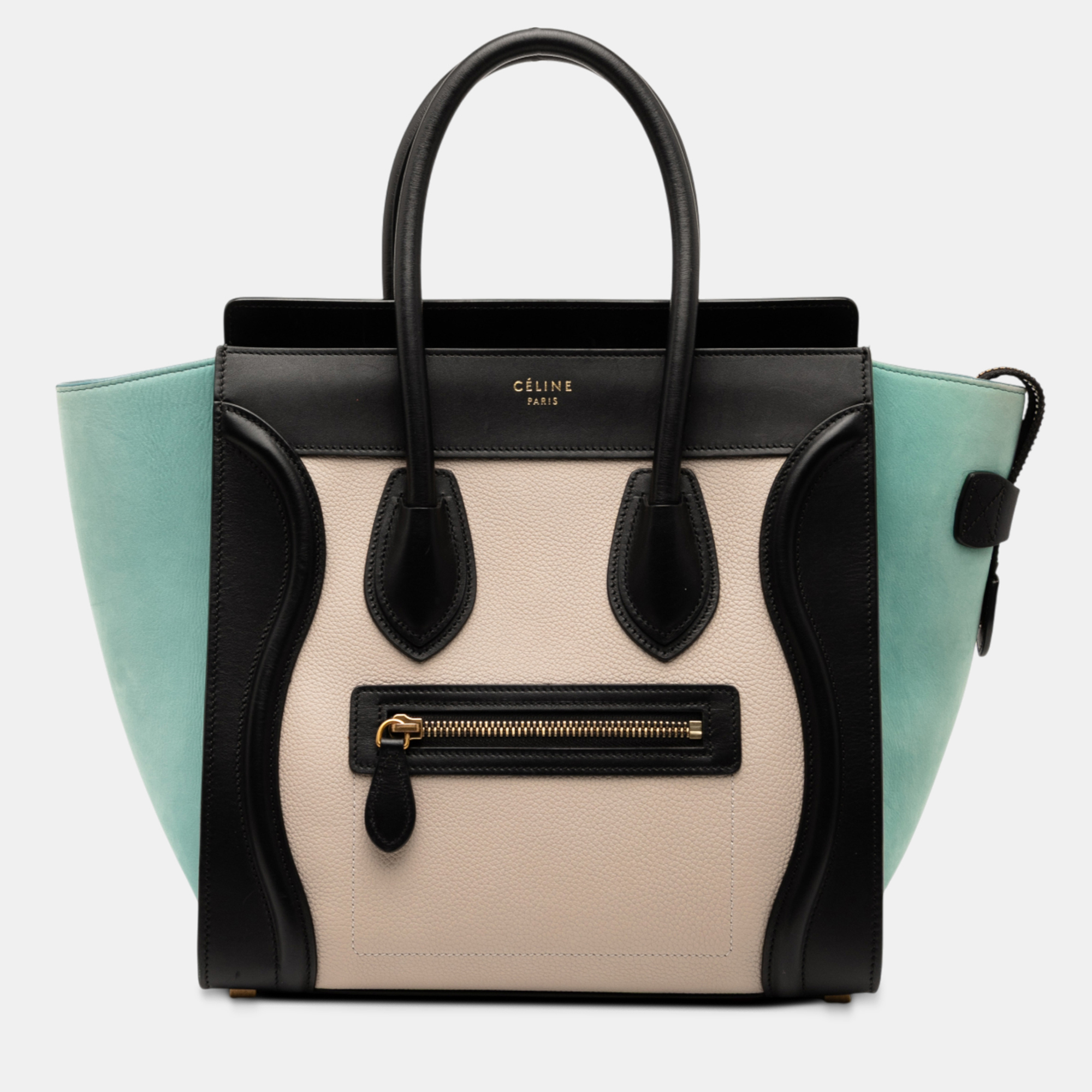 

Celine Brown Micro Tricolor Leather Luggage Tote