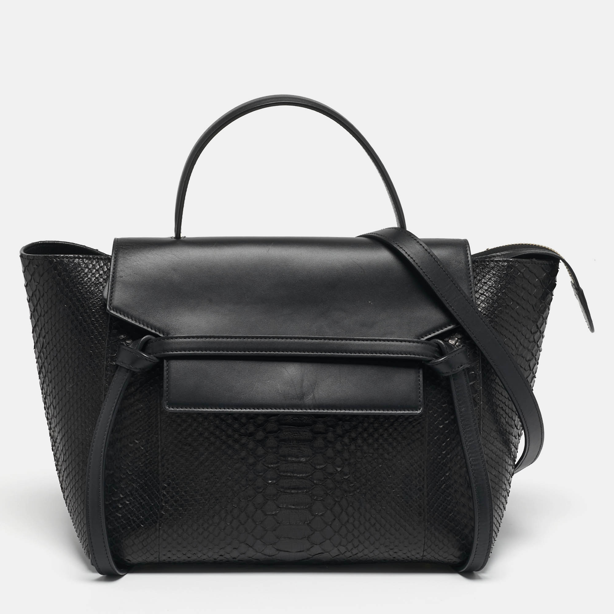 

Celine Belt Mini Black Python and Leather Top Handle Bag