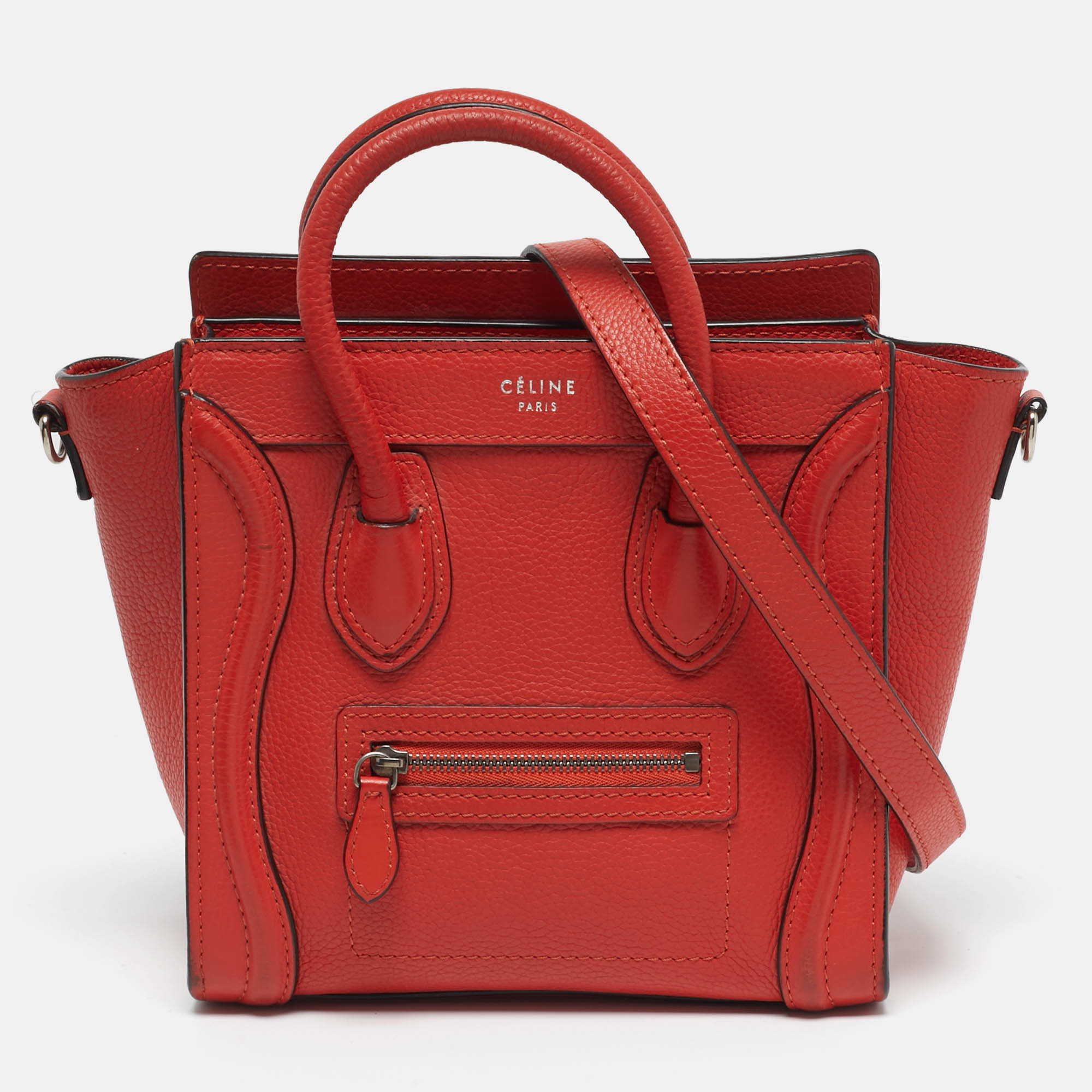 

Celine Nano luggage Orange Leather Tote