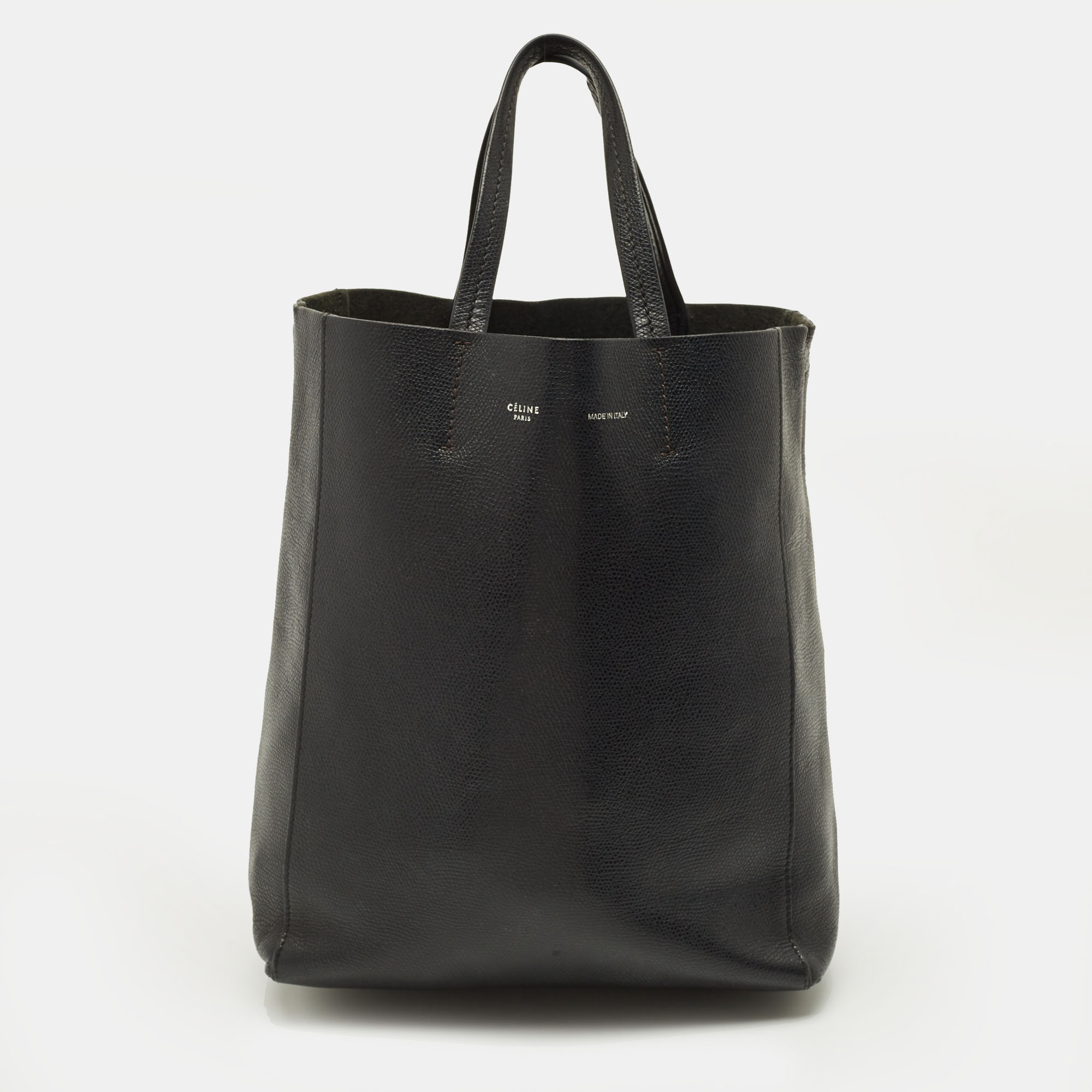 

Celine Vertical Cabas  Black Leather Tote