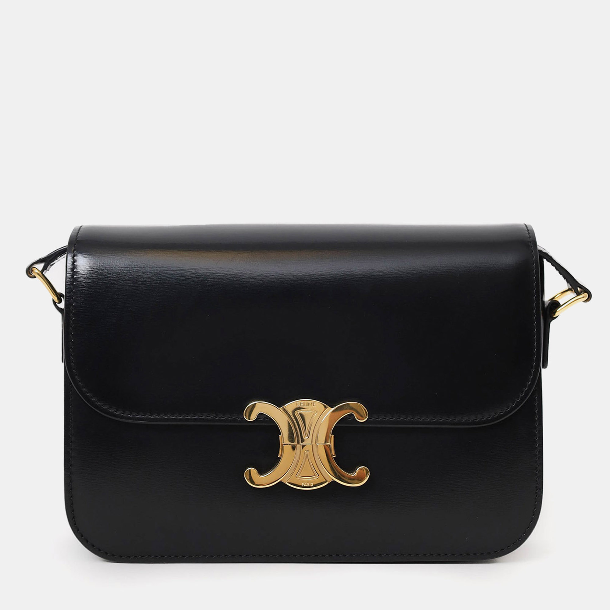 

Celine Black Shiny Calfskin Classique Triomphe Shoulder Bag