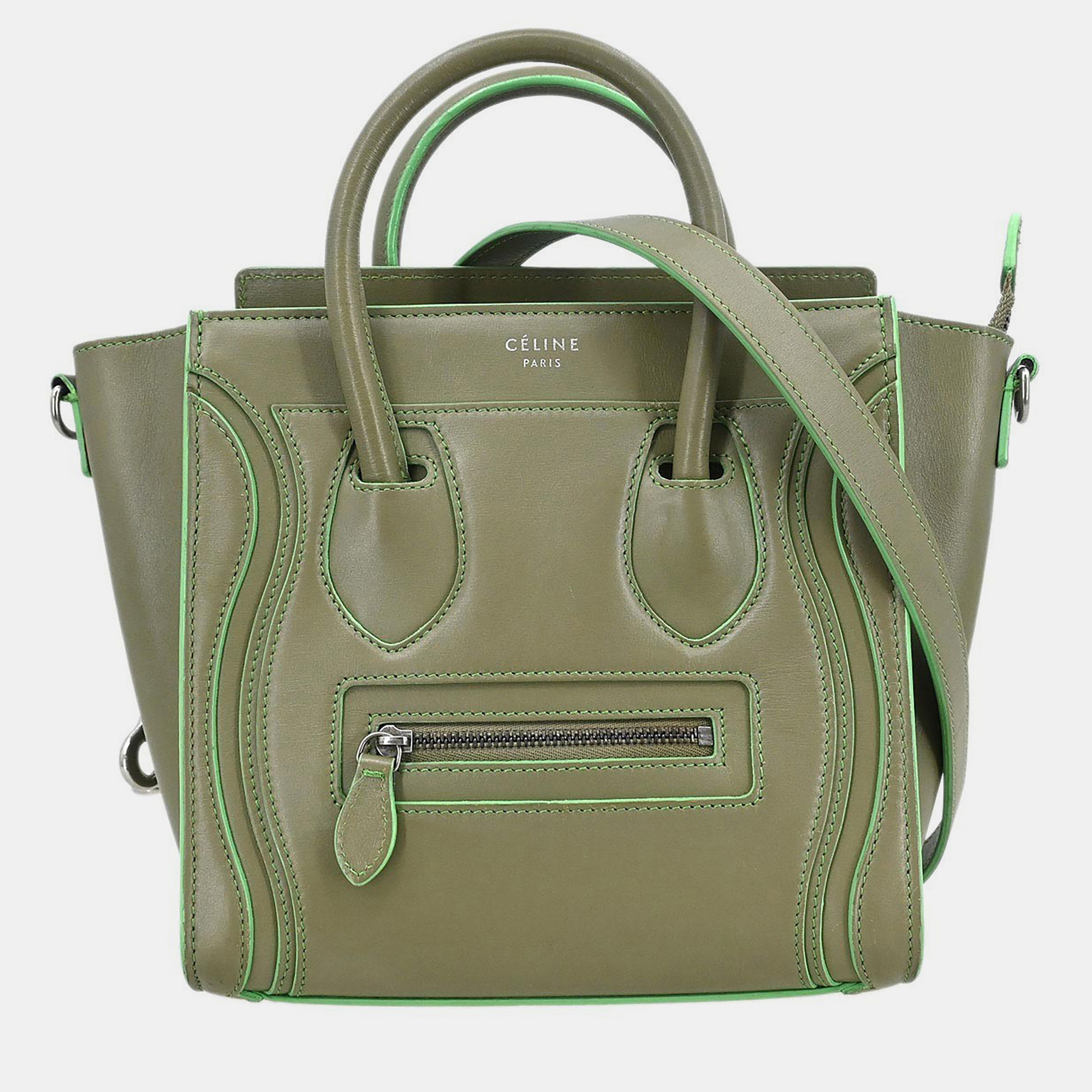 

Celine Green Leather Nano Luggage Tote Bag