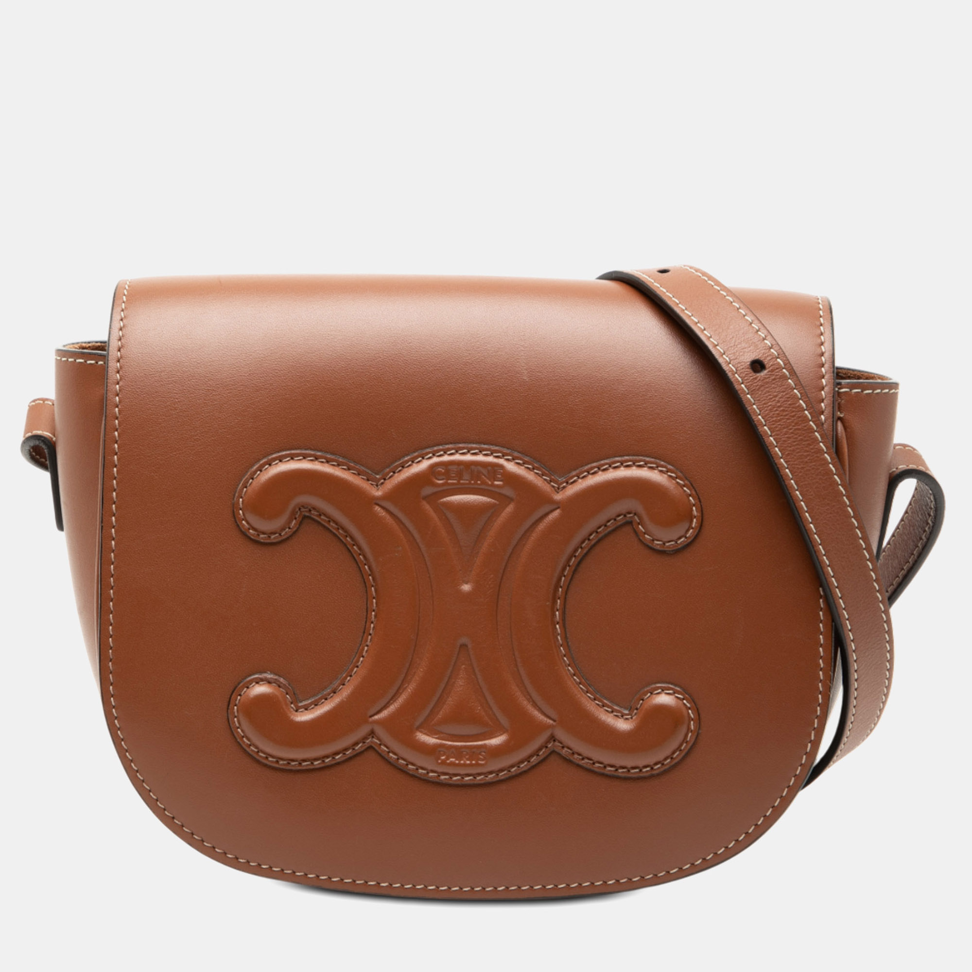 

Celine Brown Medium Calfskin Cuir Triomphe Folco Crossbody