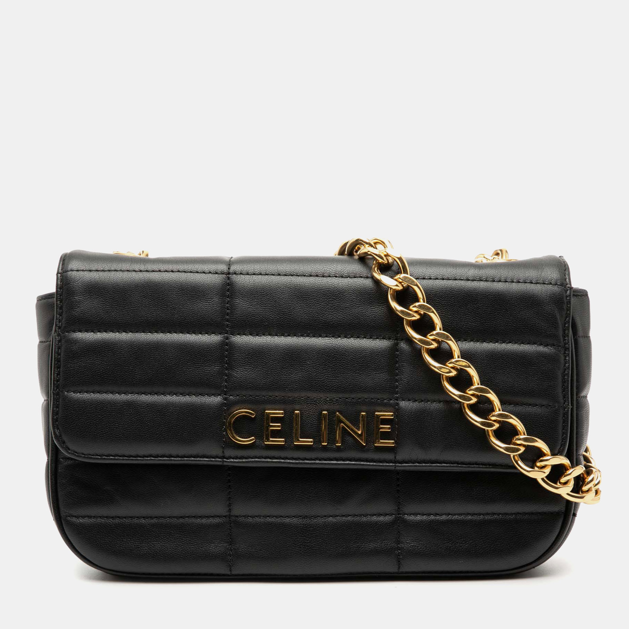 

Celine Black Matelasse Goatskin Monochrome Chain Shoulder Bag
