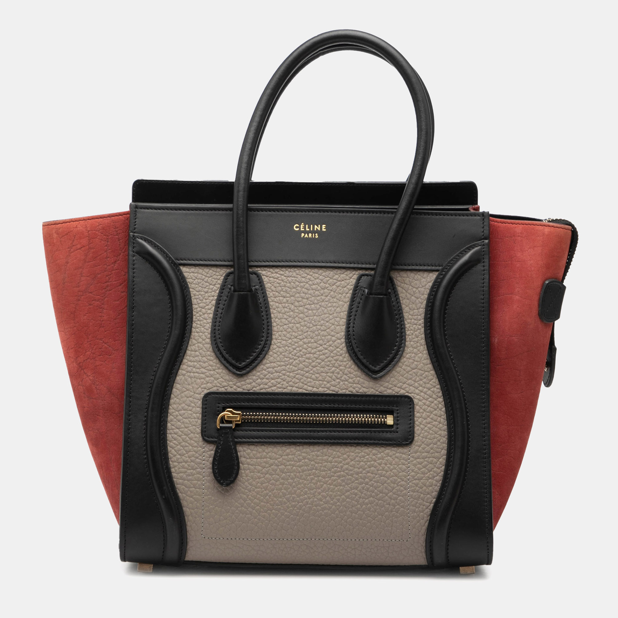 

Celine Brown Micro Tricolor Leather Luggage Tote