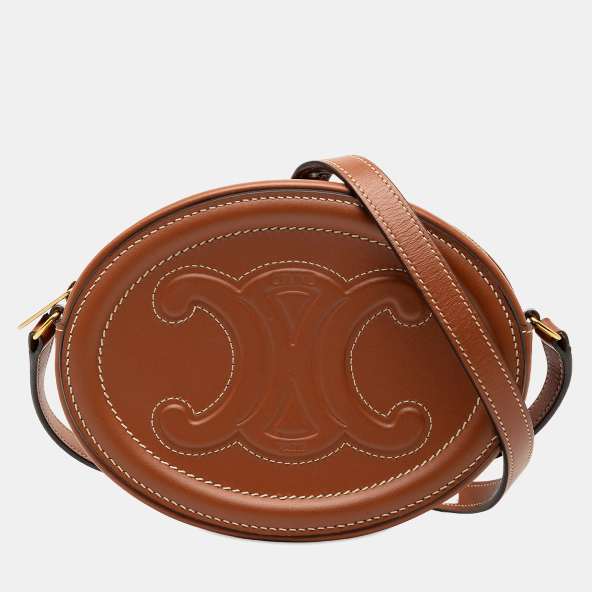 

Celine Brown Small Calfskin Cuir Triomphe Oval Crossbody