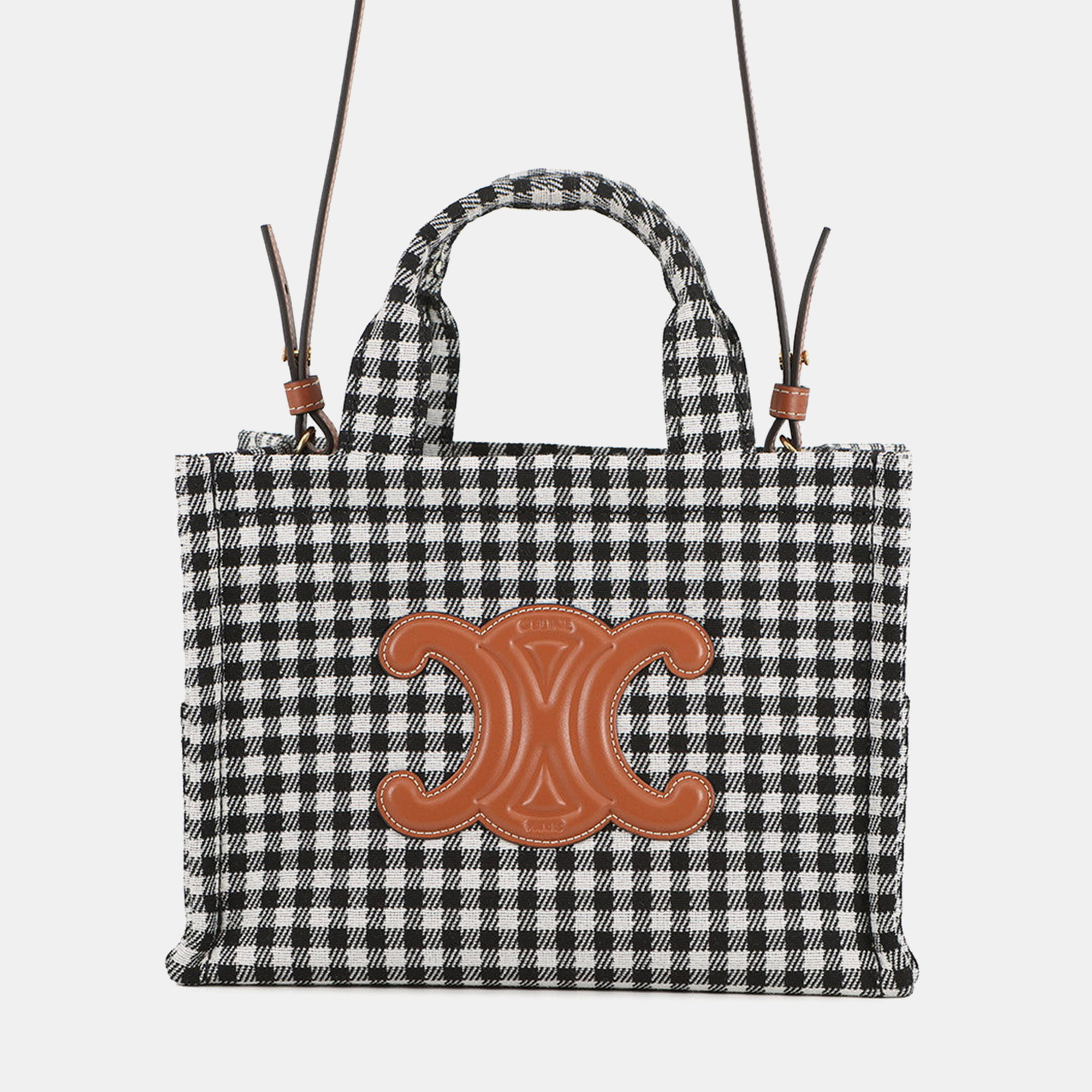 

Celine Kabatais 2-Way Bag White/Black Canvas Leather Size Small