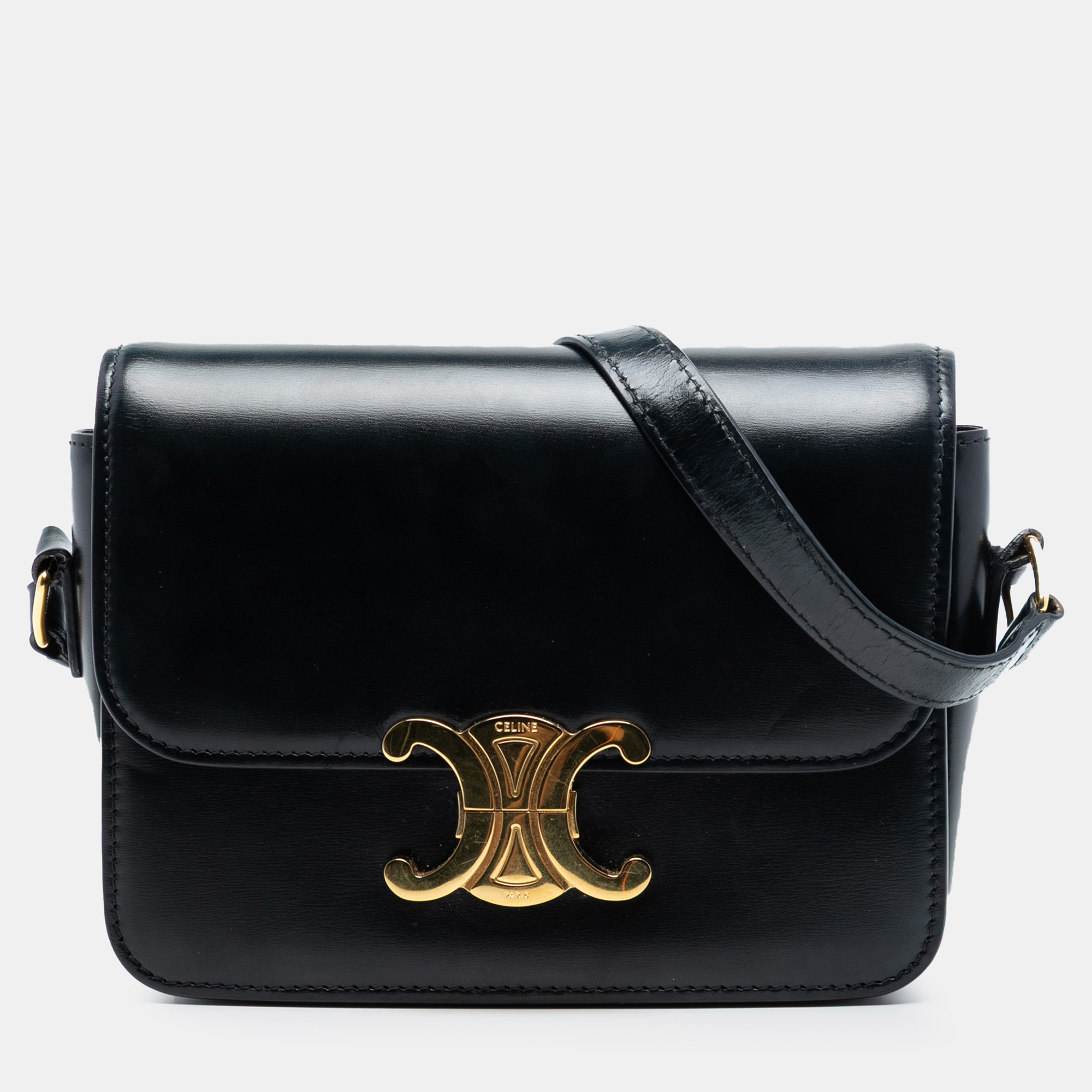 

Celine Black Teen Shiny Calfskin Triomphe Crossbody