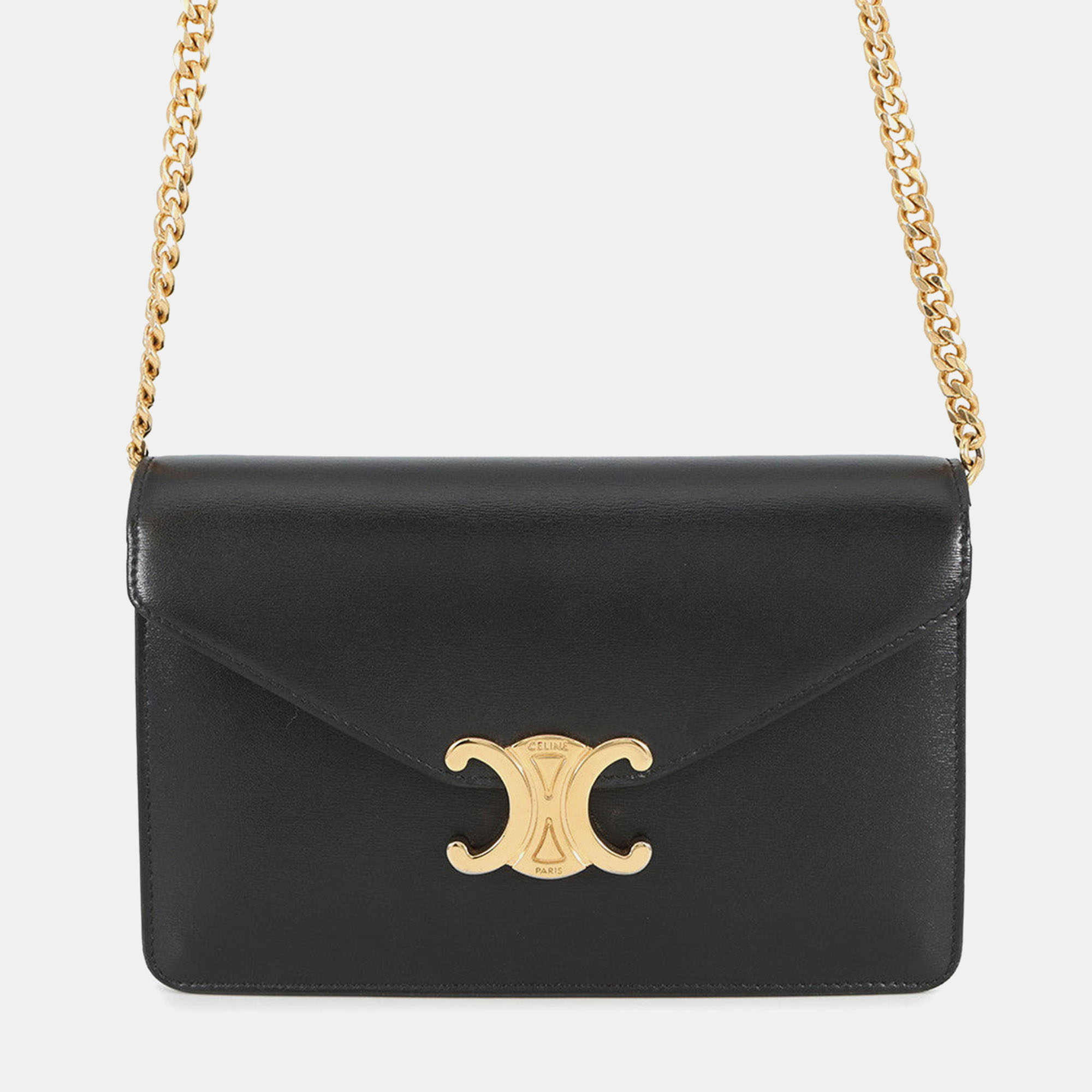 

Celine Triomphe Margo Chain Wallet Black Shiny Calf Leather