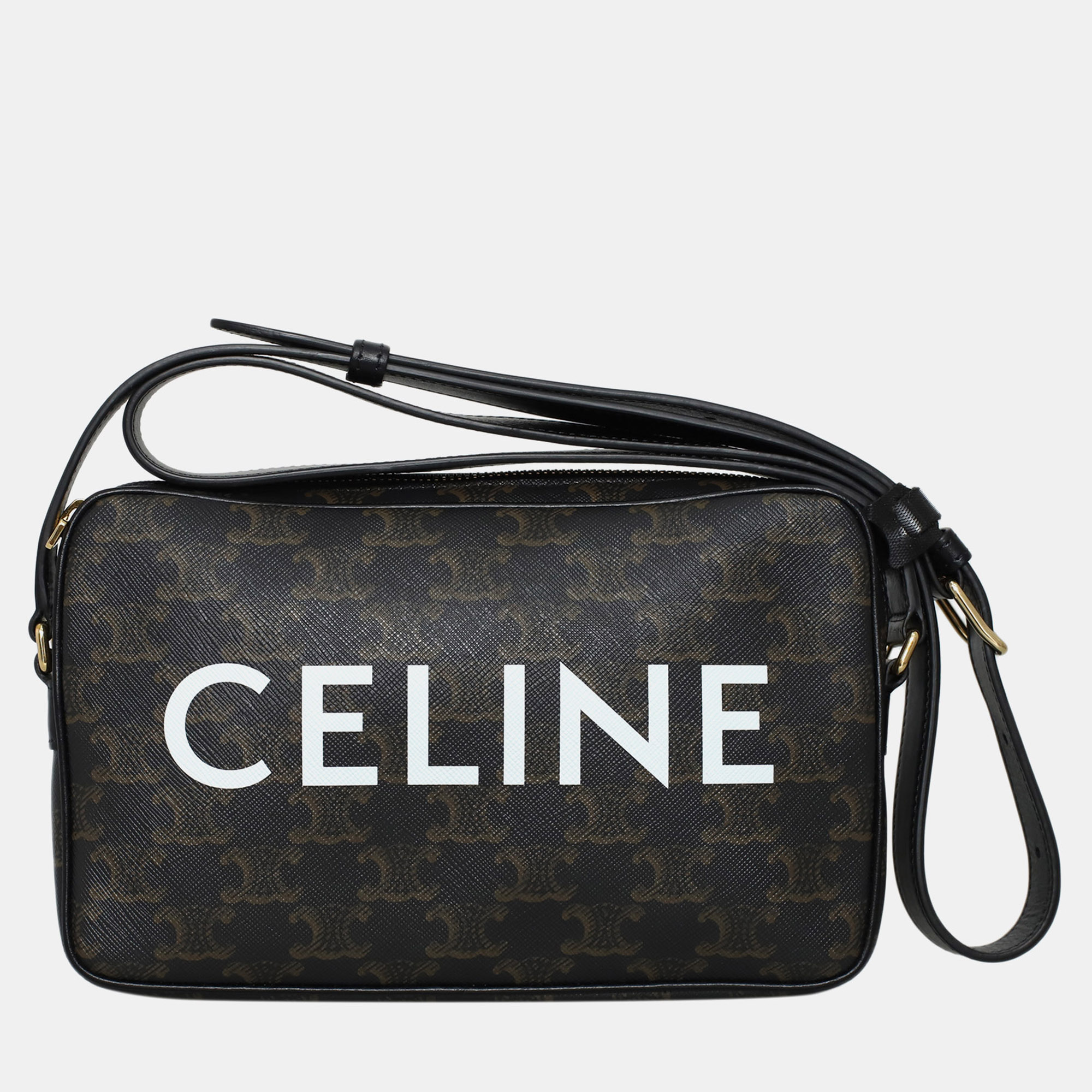 

Celine Logo Triomphe Crossbody Bag, Black