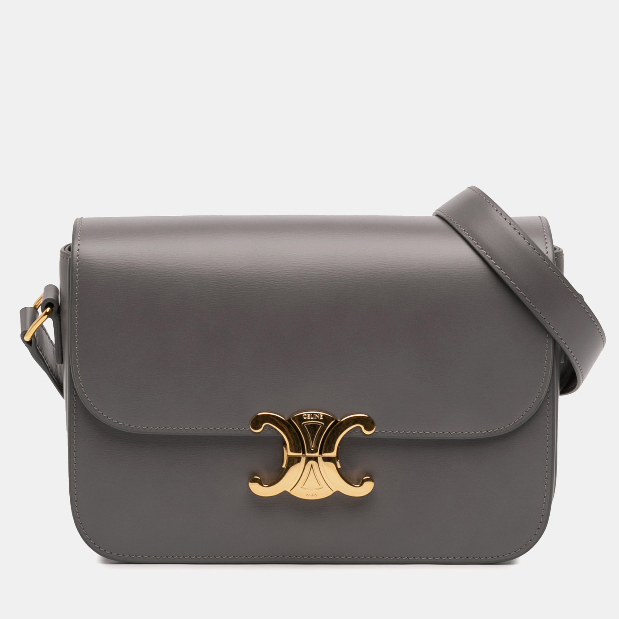 

Celine Grey Classique Shiny Calfskin Triomphe Crossbody