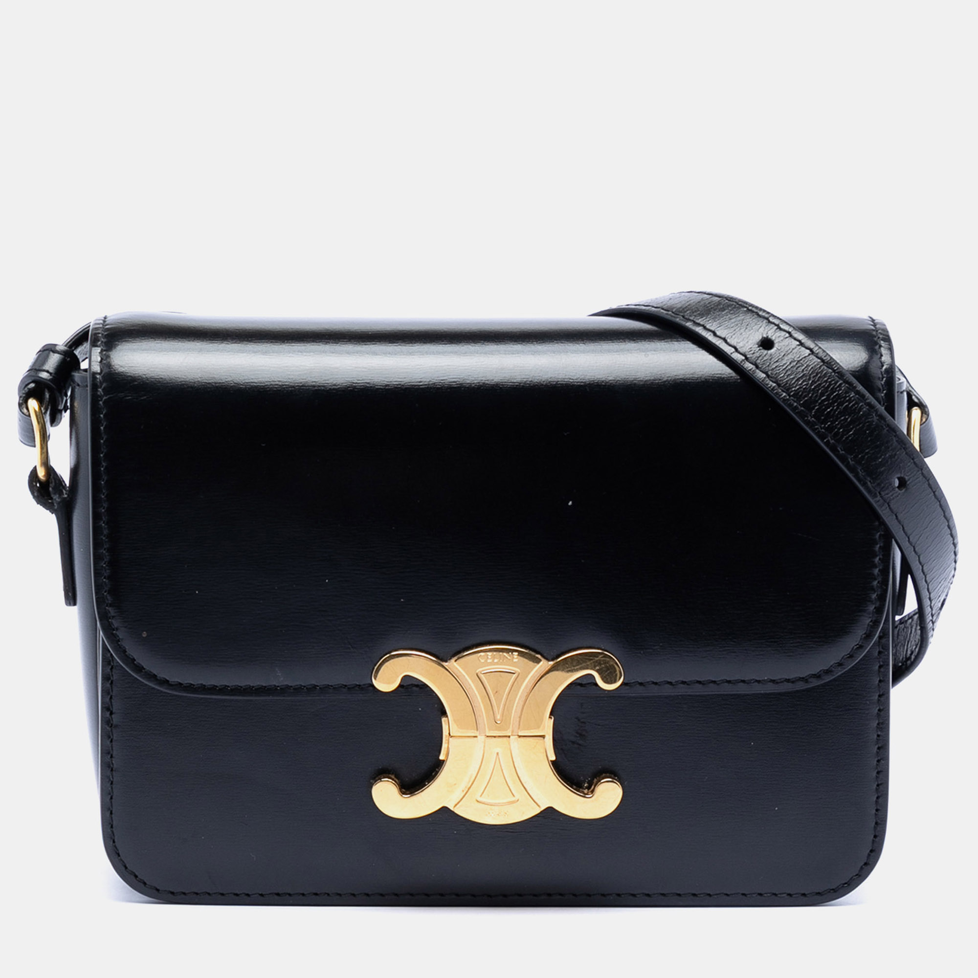 

Celine Black Teen Shiny Calfskin Triomphe Crossbody