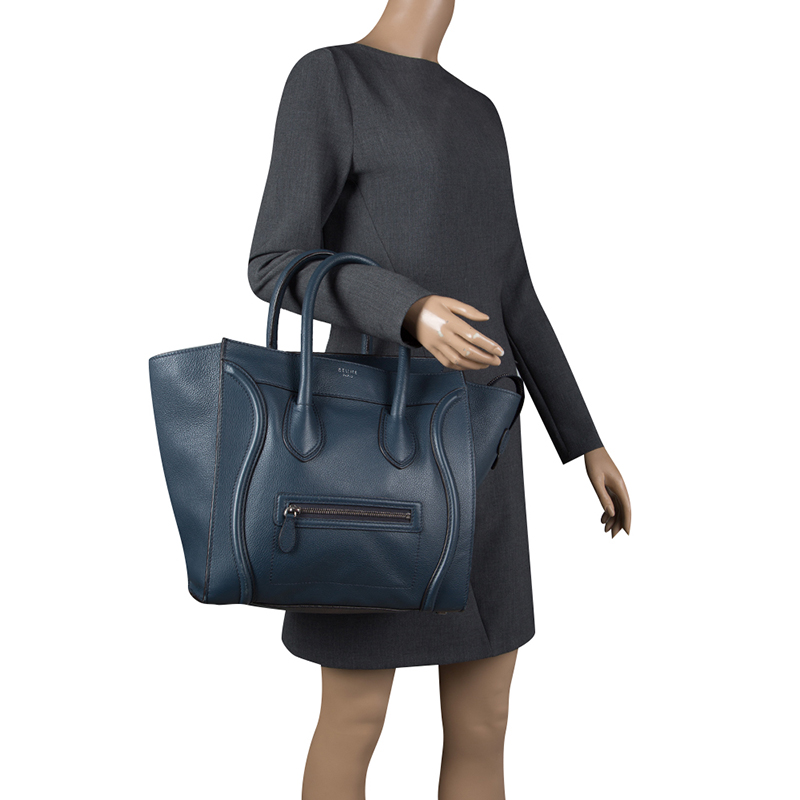 

Celine Navy Blue Leather Mini Luggage Tote