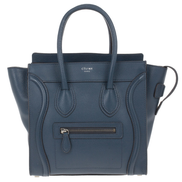 Pre Owned Celine Blue Micro Luggage Tote
