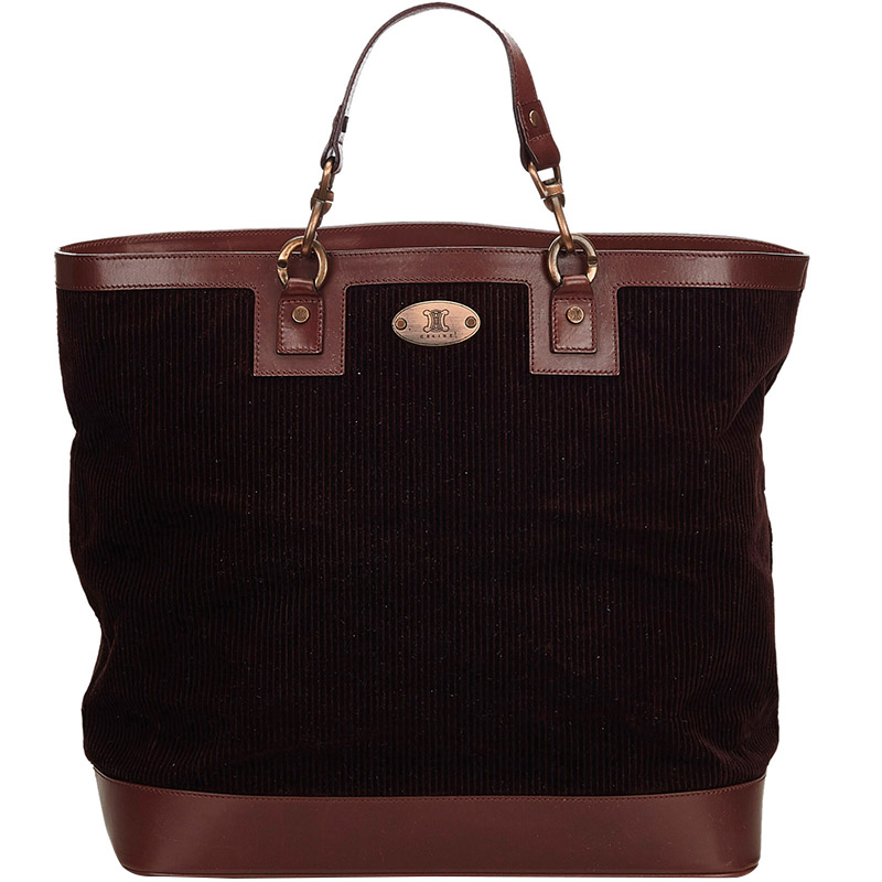 Celine Dark Brown Corduroy Tote Bag Celine Dark Brown Corduroy Tote Bag