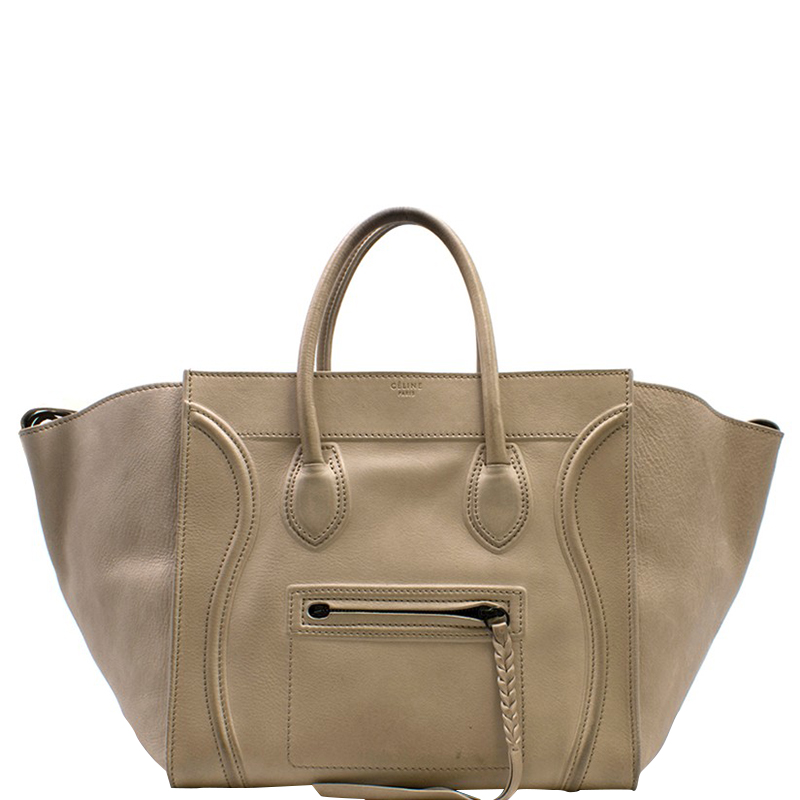 Pre Owned Celine Beige Leather Phantom Luggage Tote