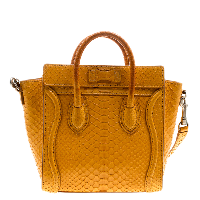 Celine Mustard Yellow Python Nano Luggage Tote Celine TLC