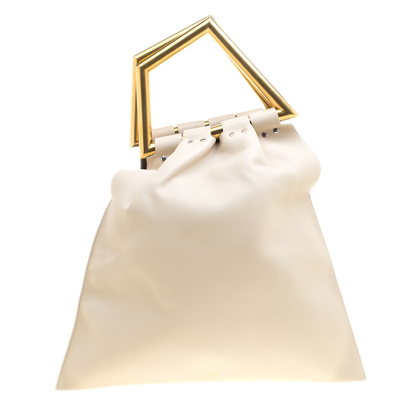 Celine Cream Leather Open Triangle Bag Celine | The Luxury Closet