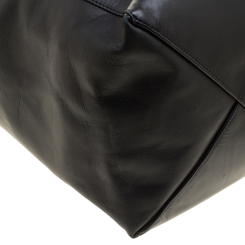 Celine Black Leather Horizontal Zip Cabas Tote at 1stDibs