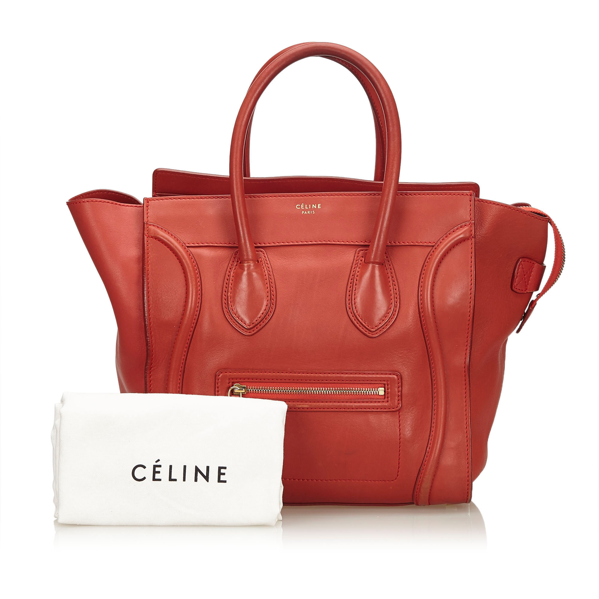 Celine Red Leather Luggage Tote Bag Celine Red Leather Luggage Tote Bag