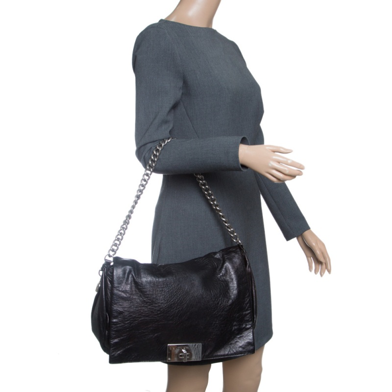 

Celine Metallic Black Leather Shoulder Bag