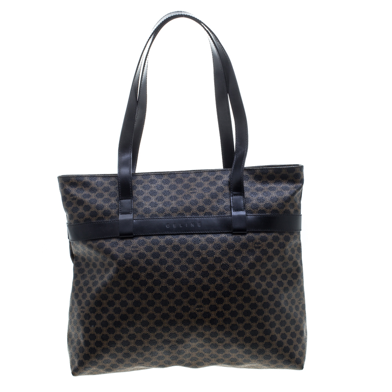 Pre Owned Celine Black/Brown Macadam Coated Canvas Shopping Tote